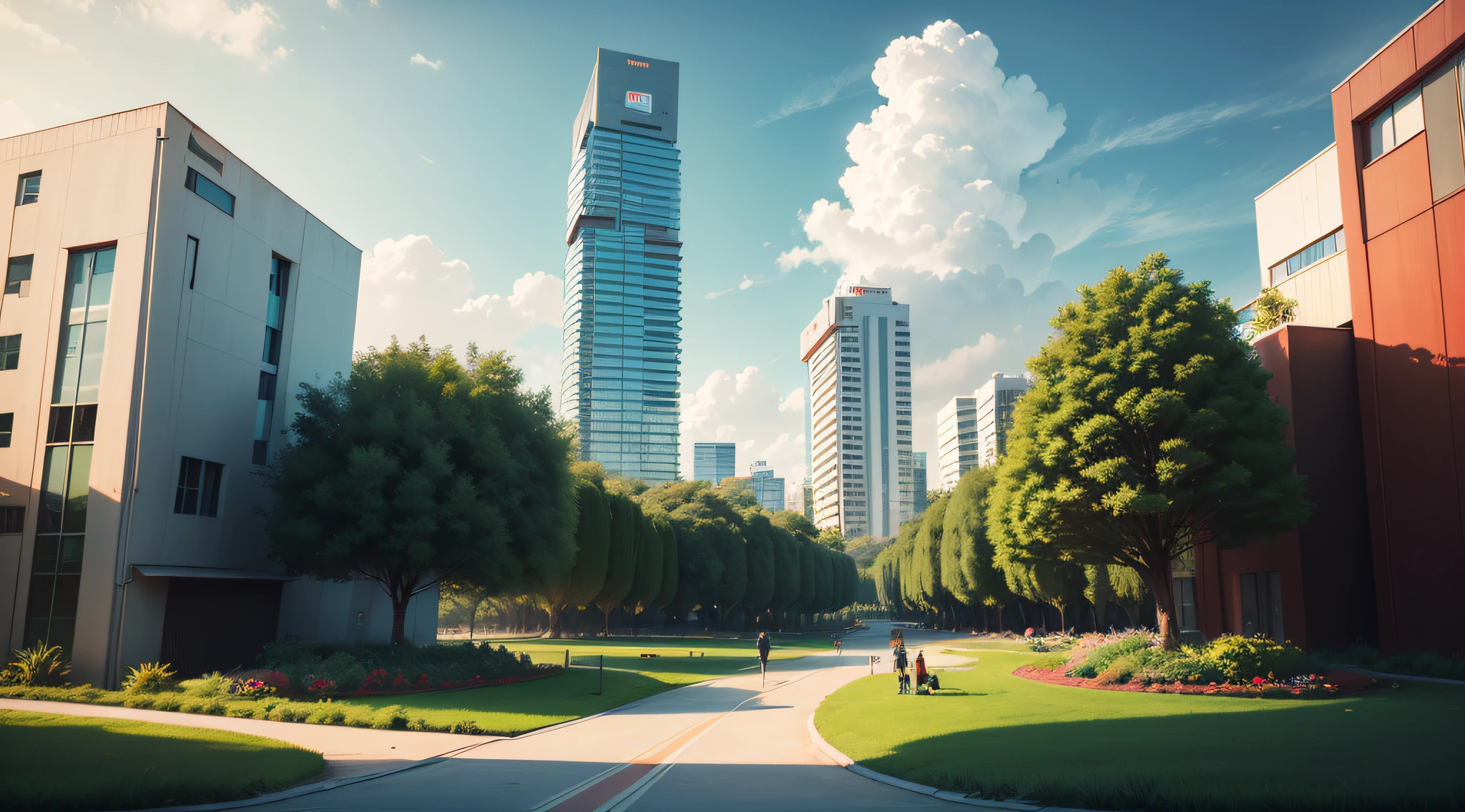 /imagine prompt: Descreva a cidade de Manaus, Amazonas daqui a 77 anos no futuro, no ano de 2100, with high-level cybercity technology. A cena se passa em um parque urbano futurista, where people enjoy green spaces interspersed with impressive architectural structures. Trees and plants are combined with technological elements, as vertical gardens with smart irrigation systems and paths illuminated by LED lights. Citizens interact with virtual assistants through holographic devices and autonomous robots assist with everyday tasks. The atmosphere is one of harmony between nature and technology, with a sense of tranquility and well-being. Estilo de arte digital com cores suaves e detalhes realistas. --ar 16:9 --v 5