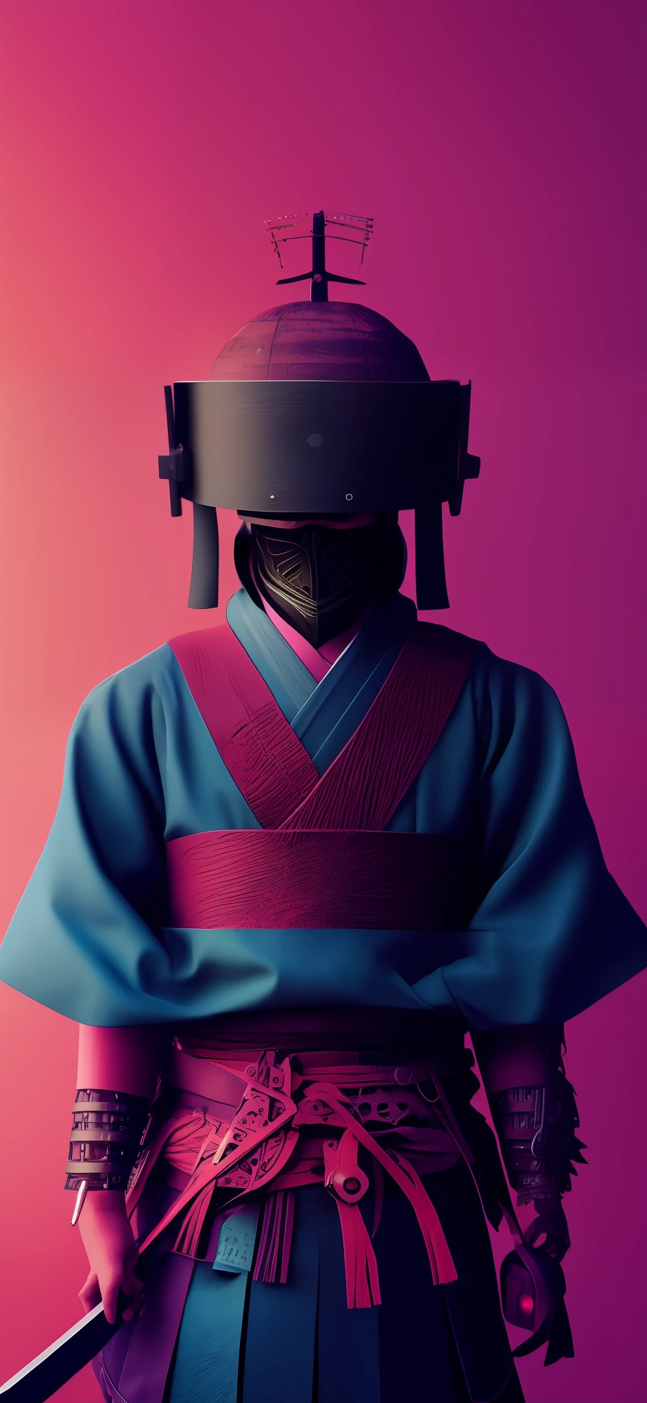 a close up of a person in a costume with a sword, portrait of a cyberpunk samurai, cyberpunk samurai, very beautiful cyberpunk samurai, beeple and jean giraud, style hybrid mix of beeple, beeple style, beeple and mike winkelmann, beeple. hyperrealism, cyborg samurai, beeple daily art