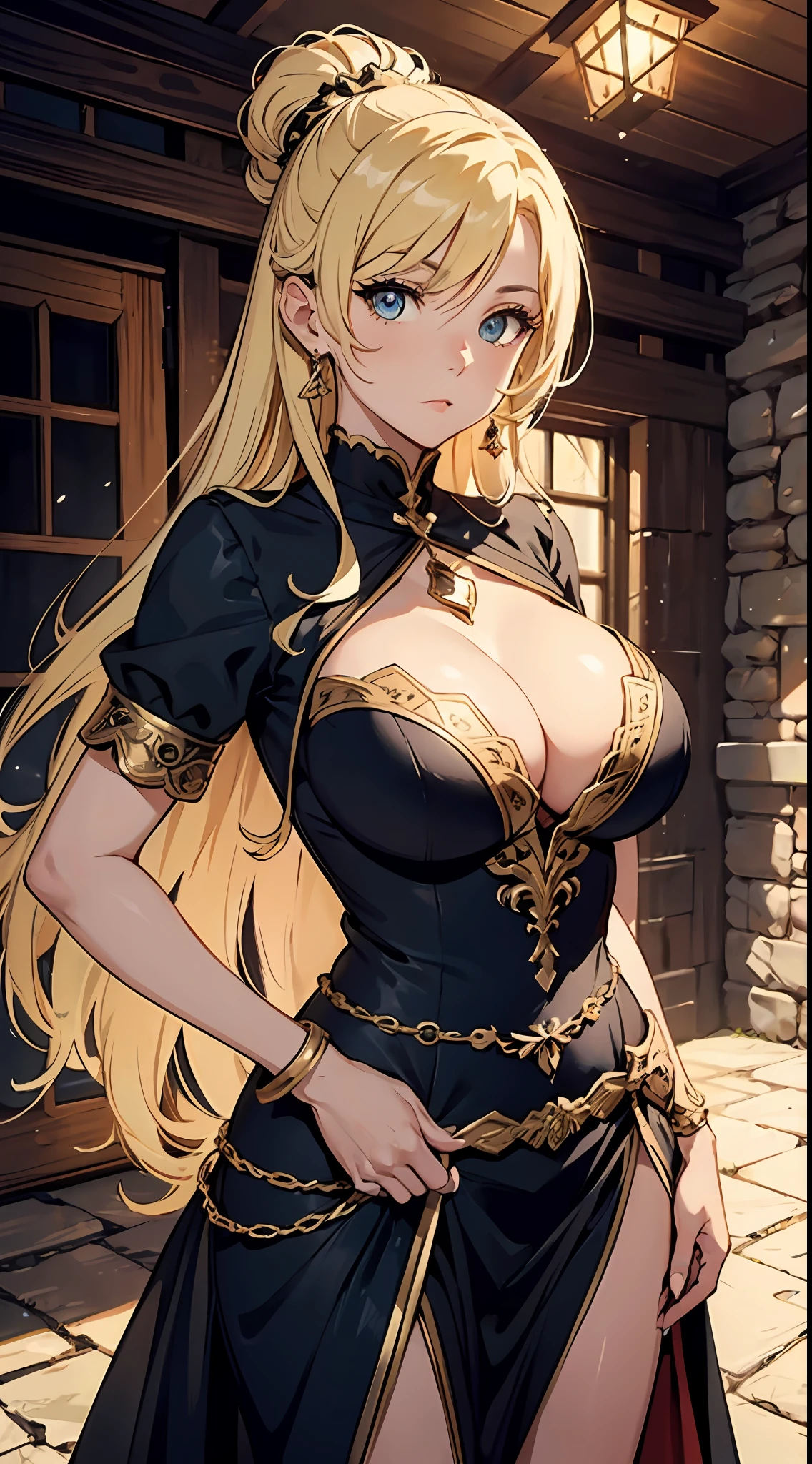 baseado no jogo Dungeon Siege 3, casamento de Catherine com Jeyne Kassynder, ambas usam vestido de noiva sexy branco com grande decotes, obra-prima, melhor qualidade, 8k, Altas, dynamic picture, punhais duplos, covil de aranha gigante, fundo desfocado, foco nas 2 noivas, prestes a serem defloradas.