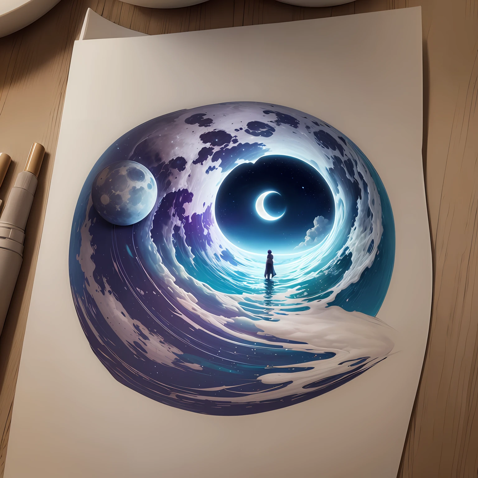 logo, efeito de tinta escura, moon --auto
