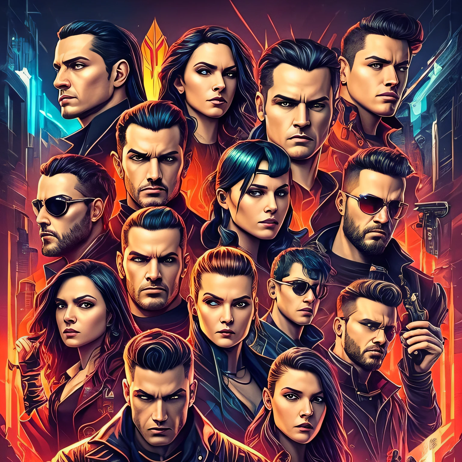 arte para camiseta, 2D, ((fundo preto :1, 5)), vetor, cores vivas, personagem da roupa cyberpunk, obra-prima, melhor qualidade, detalhes intrincados, perfect symmetrical face, detalhes realistas, gothic theme, luz da borda, luar, cinematic shading, Greg Rutkowisk