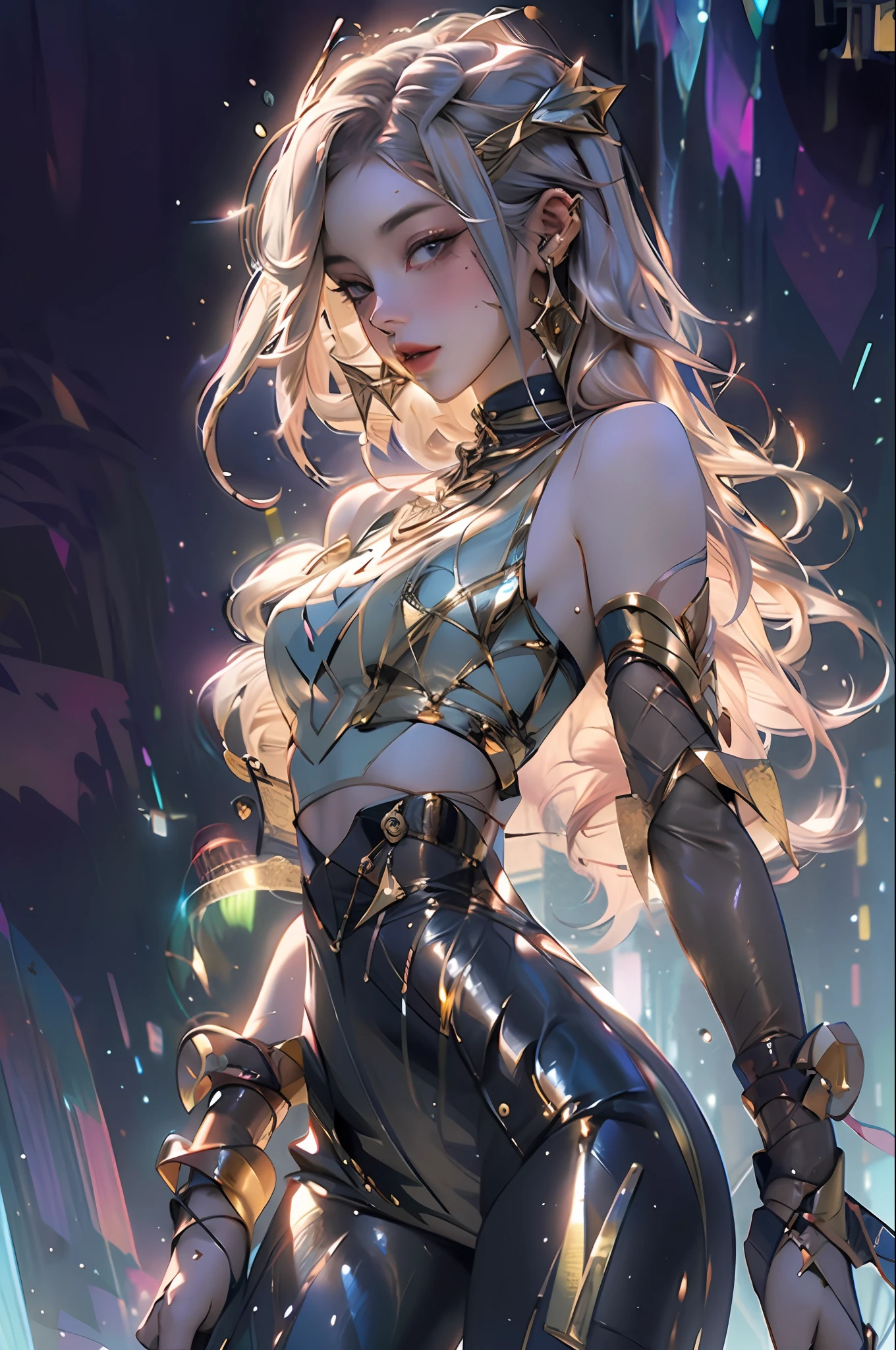 (masterpiece, highest quallity, Best Quality, formal art, beautiful and aesthetic:1.2), (1girl), A highly detailed,colorful,highest details, formal art, unity 8k wallpaper, A highly detailed, beautiful and aesthetic, A beautiful, masterpiece, Best Quality, (zentangle, mandala, Tangle, Entangle) ,holy light,gold foil,gold leaf art,glitter drawing, PerfectNwsjMajic