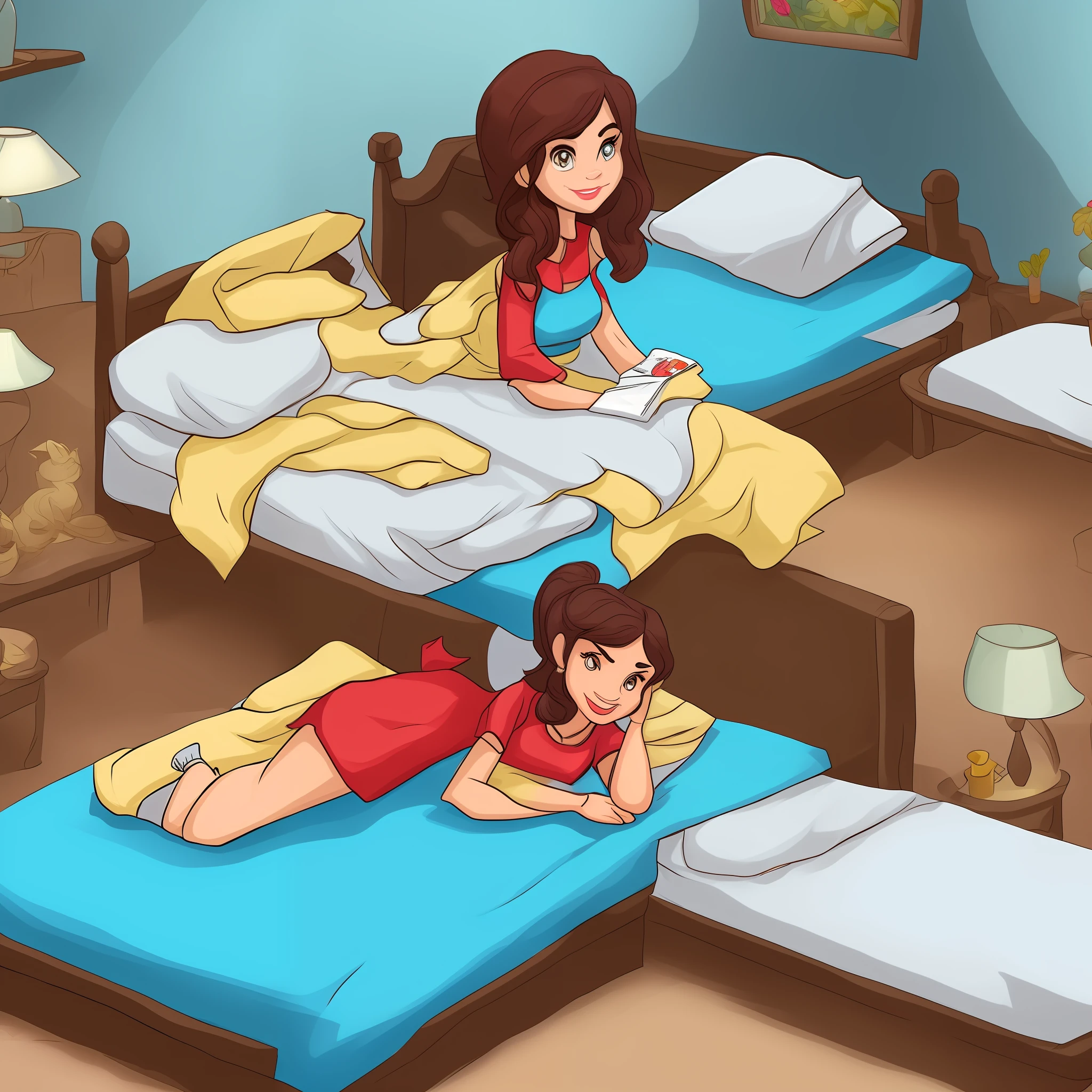 Personagem Celia do jogo milfy city deitada na cama --auto