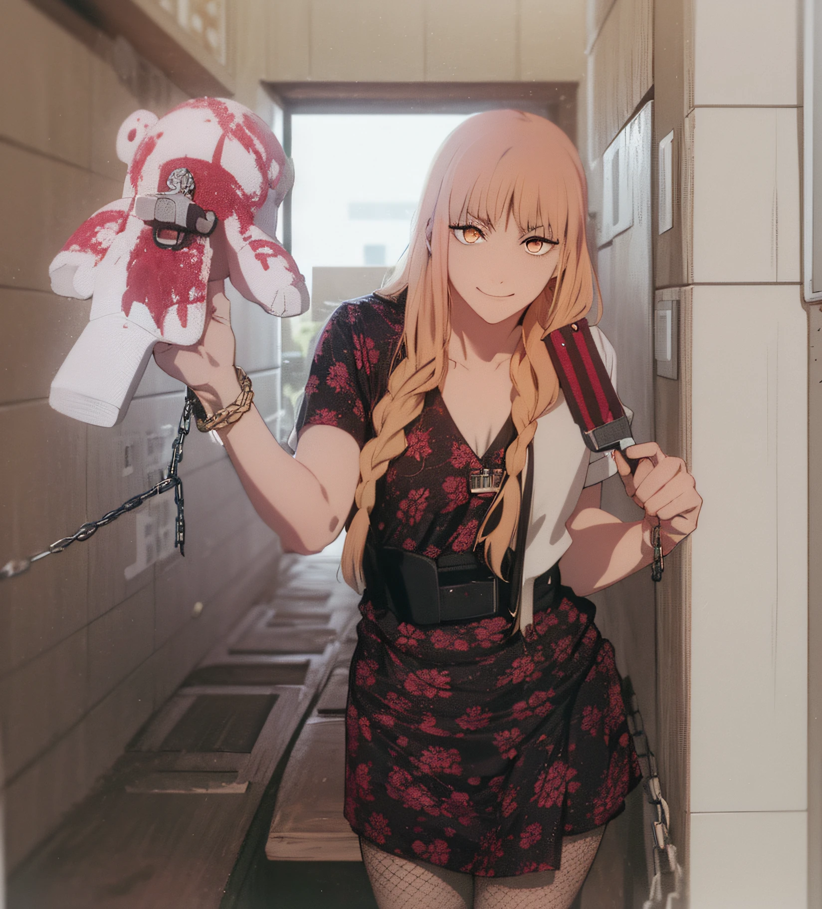 makima \(chainsaw man\), best quality, ultra detailed, 1girl, solo, standing, red hair, long braided hair, golden eyes, bangs, medium breasts, white shirt, necktie, stare, smile, (evil:1.2), looking at viewer, (interview:1.3), (dark background, chains:1.3), sitting, pantyhose, ((1girl)), bottomless, beautiful, masterpiece, best quality, shiny skin,, hand on own ass, ass, looking back, spread ass, SpreadAssMS,
makima \(chainsaw man\)