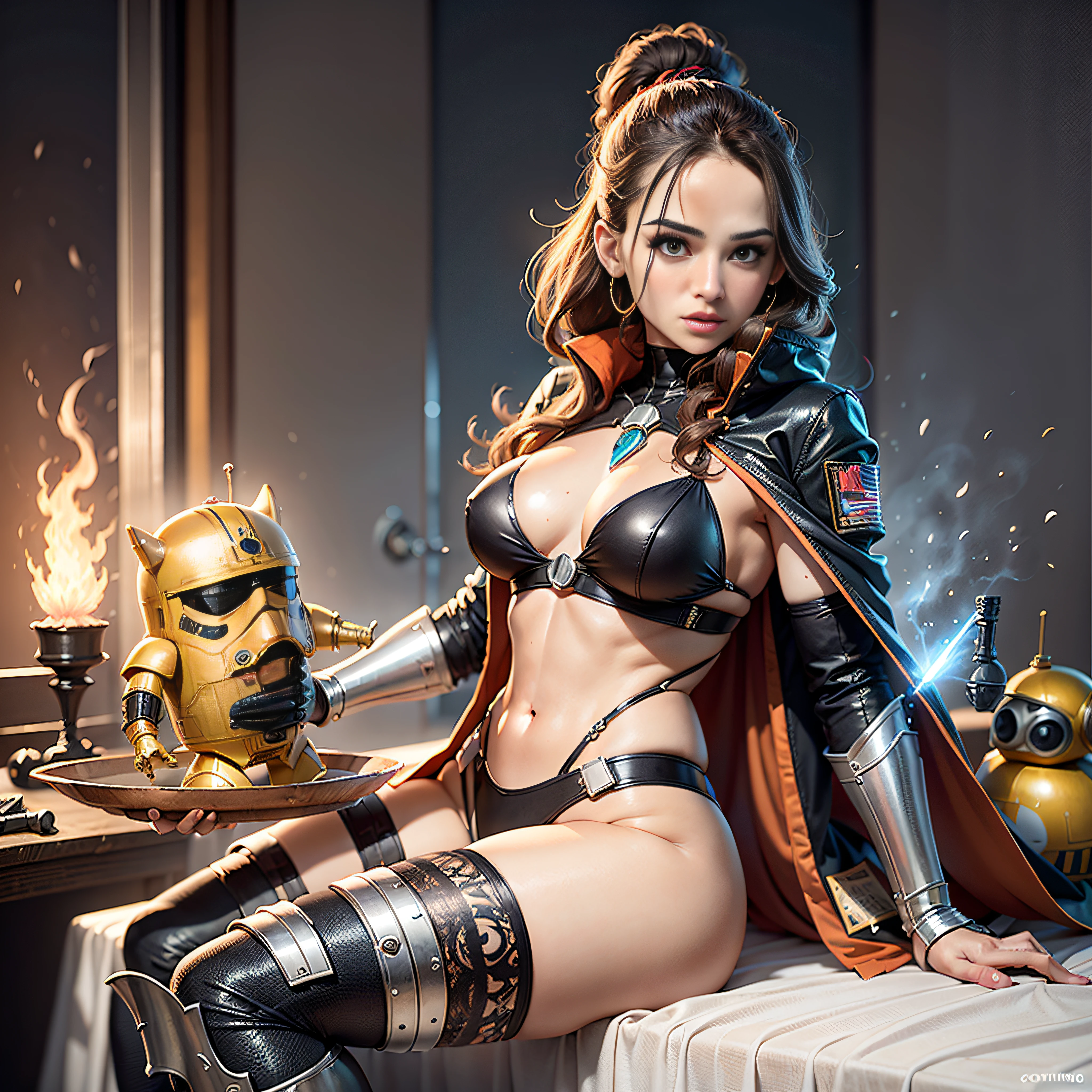 Fire-follet dazzling moon dark nights "Xwing Star-Wars BattleShip Queen 6PO" Futuriste Scene "Heavy Metal" Diplomatic conceptual glamour pure female symmetrical oiling athletes 38years key athletic slow walking playing Cosplay "Princesse Laia" "Daisy Ridley" "Nathalie Portman" Baroque body face cheekbones effects glow sad embarrassed:1.5 max saturated:1.5 hairstyles ecstatic lazuli goute entre beaux:1.5 yeux:1.5 dark brown pupils black irises turquoise sapphires mouth open teeth obvious smiles fringes:1.5 clavicles jacket floating jacket fixed shoulders:Open cape levitating jaket opals white shirt papillotes lace corsait gothic zip tin navy thick leathers bikini supports various breasts pointed:1.37 satin skirt:1.oies assorties amples spinelles nombril:1.5 S chastity belt:1.5 silvadorned padlock Gold scarlet pubis-hairy obvious indigo garter underwear snap thighs legs boots volumetric gothic decorated onyx ruby invokes:1.37 delicate Toys CGSCOSITY robots sunLight luminescence ultra pro-photorealistic:1.5 optimal:1.5 qualities precise details:1.5 DSLRs max resolution:1.5 colors-coded perfection improved graduated:1.5 Octane_rendered UHD XT3 16K DSLR HDR UnrealEngine5 Real Shadows 3dcg Analog Sharpness Android Mecha Robot (EOS R6 135mm 1/1250s f/2.8 ISO400) C3PO fullbodye "Darth Vador" Mechanized adaptable gadjet Carbonites rune mannequins "Bruce Weber" girls tattoo fully dressed armor chrome Mandalorian heavy metallic flat bands fathoms brass richly decorated:1.37 embroidered glyphs ornate lava weapon plasma Tourmaline silver engravings lava incandescent DeathStar inoxxwing-fire-shoot-laser depths:1.5 background:1.5 equirectangular 360 chef-d' Background Alessandro Casagrande Michelangelo nsfw:1.37 etc.