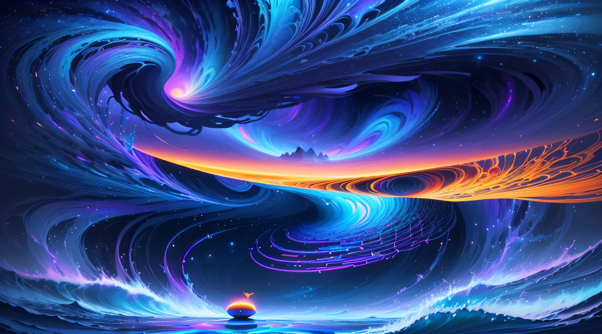 A deer standing on a moon shaped object in the sky and dreaming of electric sheep, blurry and dreamy illustration, calm night. Digital illustration, Blurred and dreamlike illustration, Amédée Ozenfant, dreamlike illustration, in astral plane)) ), colorful plane surreal ethereal, in cosmic realm, in surreal dreamy landscape, light shadows, waves, multiple layers, Foreground, vista, fractal thunder Dan Mumford, Dan Mumford and Alex Gray style, psychedelic surreal art, surreal psychedelic design, fantasy art style, illusion psychedelic art, infinite psychedelic waves , inspired by Cyril Rolando, real ripple structure, psychedelic art style, psychedelic art, psychedelic illustration -- V6