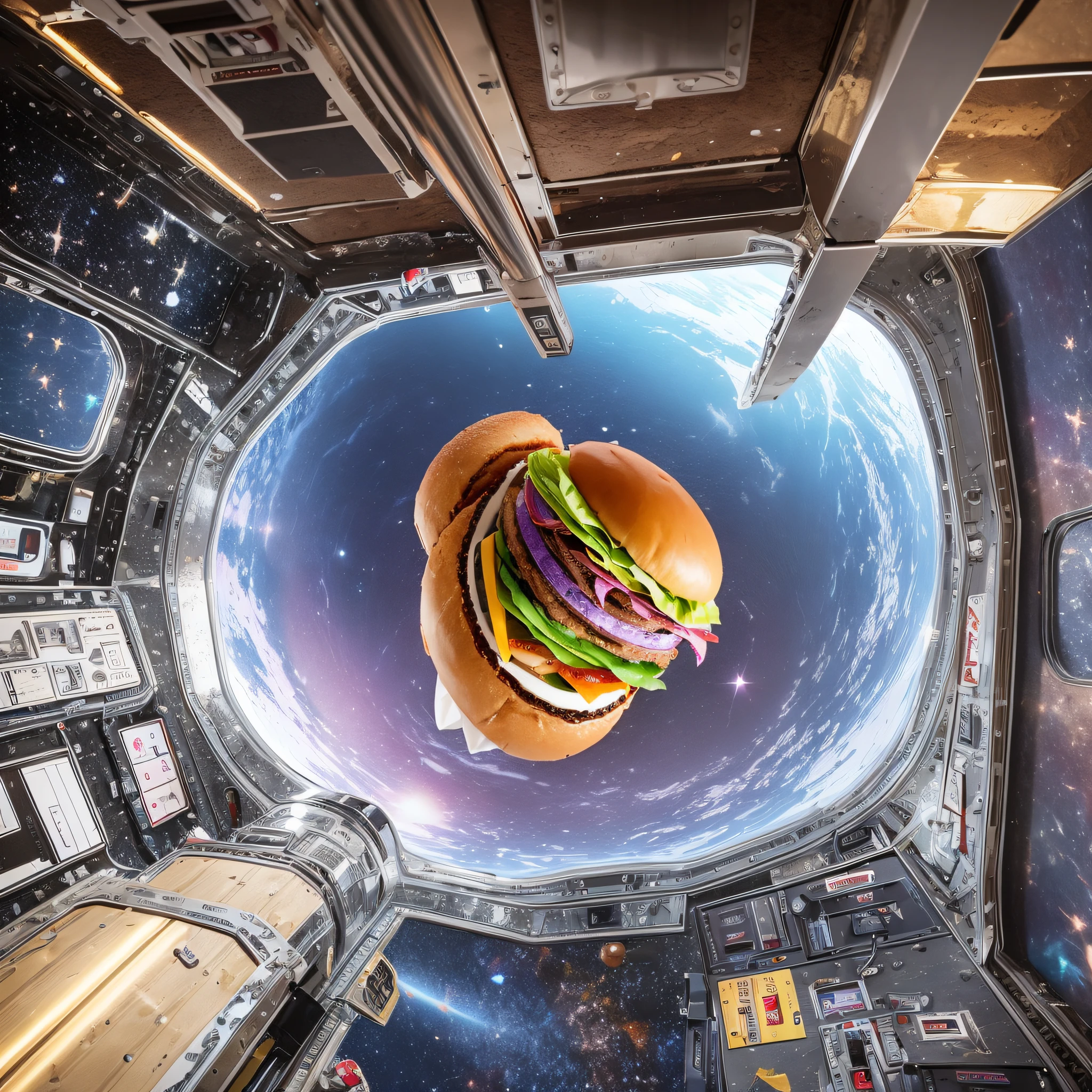 a super burger in space gravity