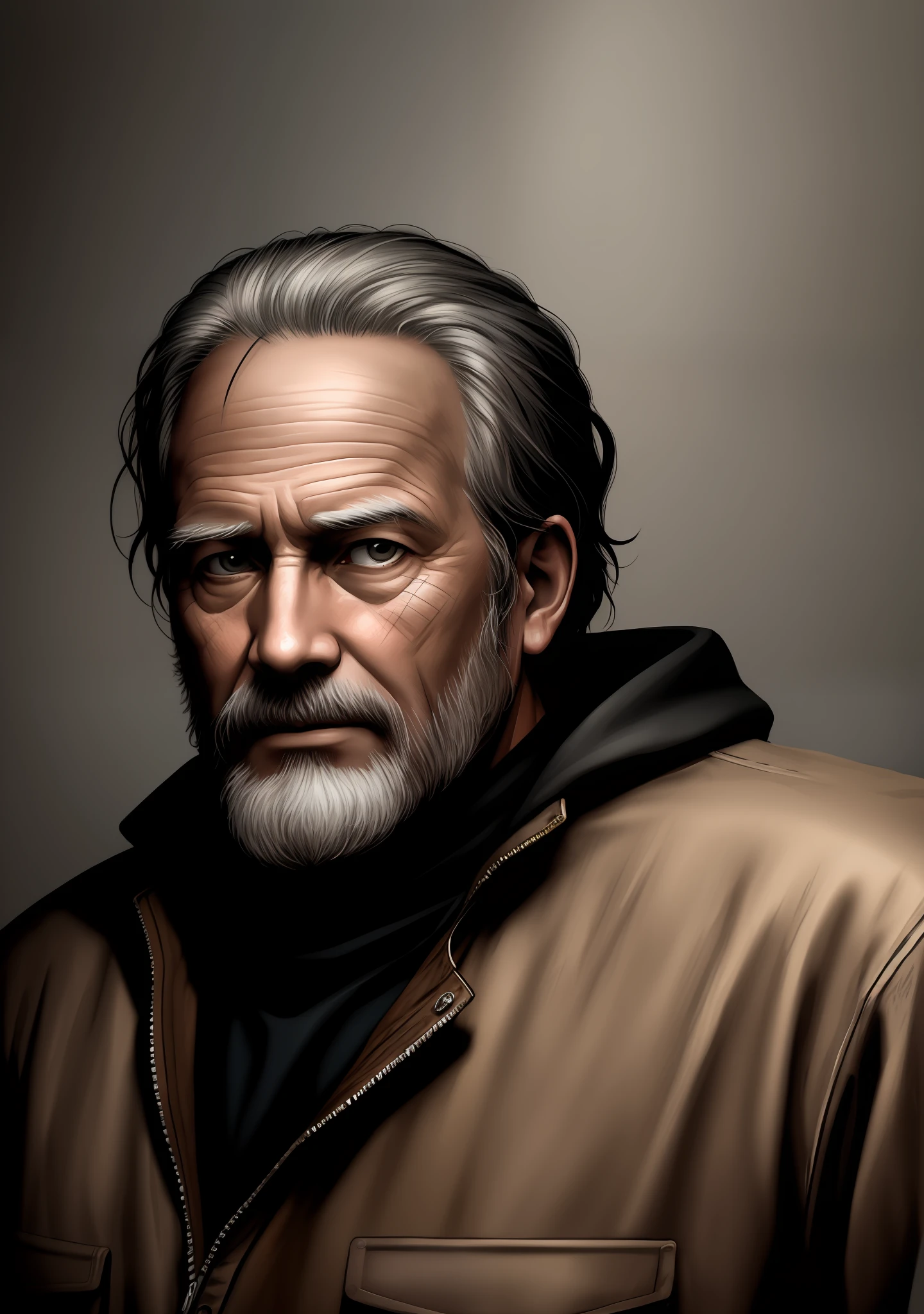 Realistic, high-quality epic art from a rough old Hershel from The Walking Dead brushed