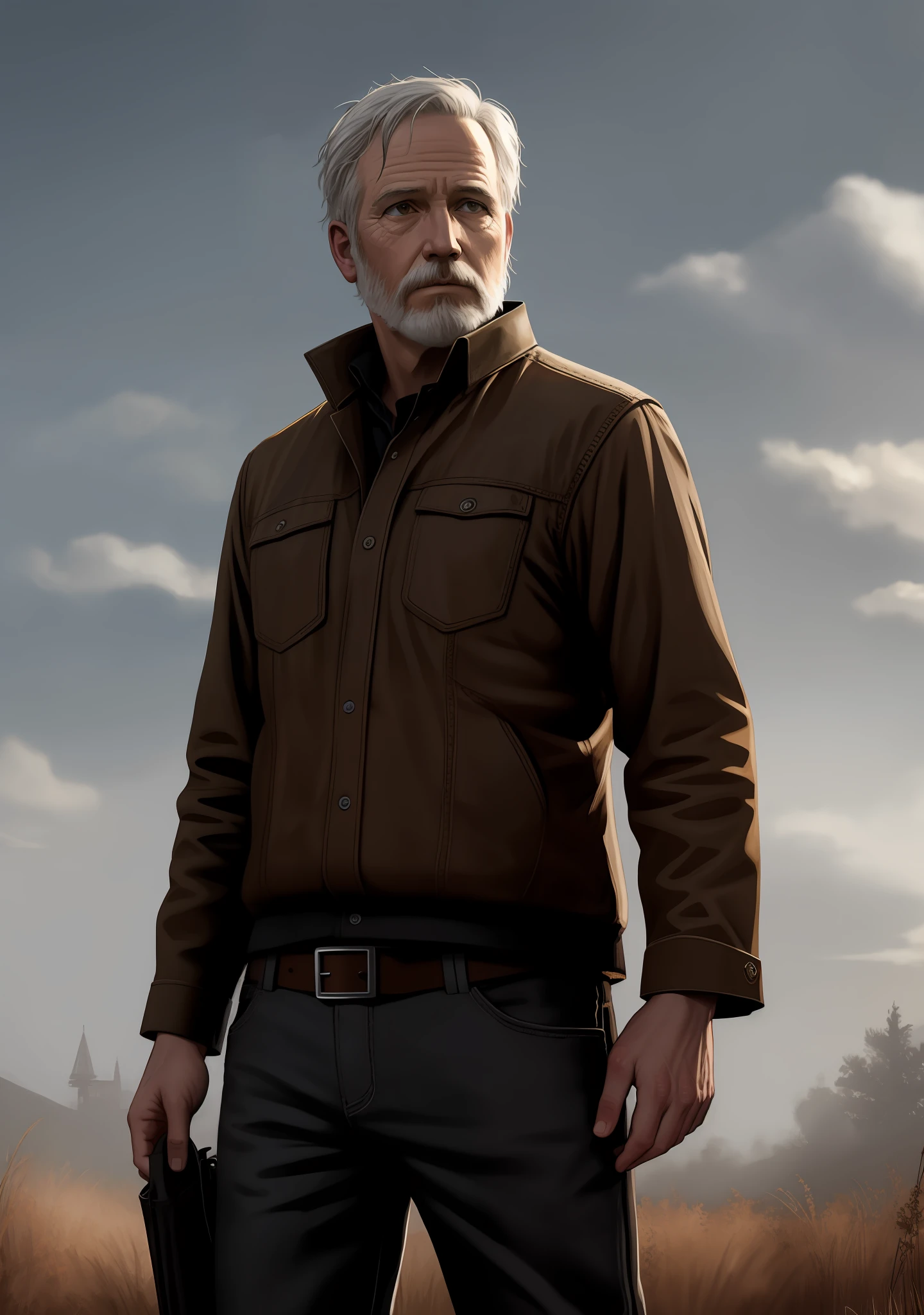 Realistic, high-quality epic art from a rough old Hershel from The Walking Dead brushed