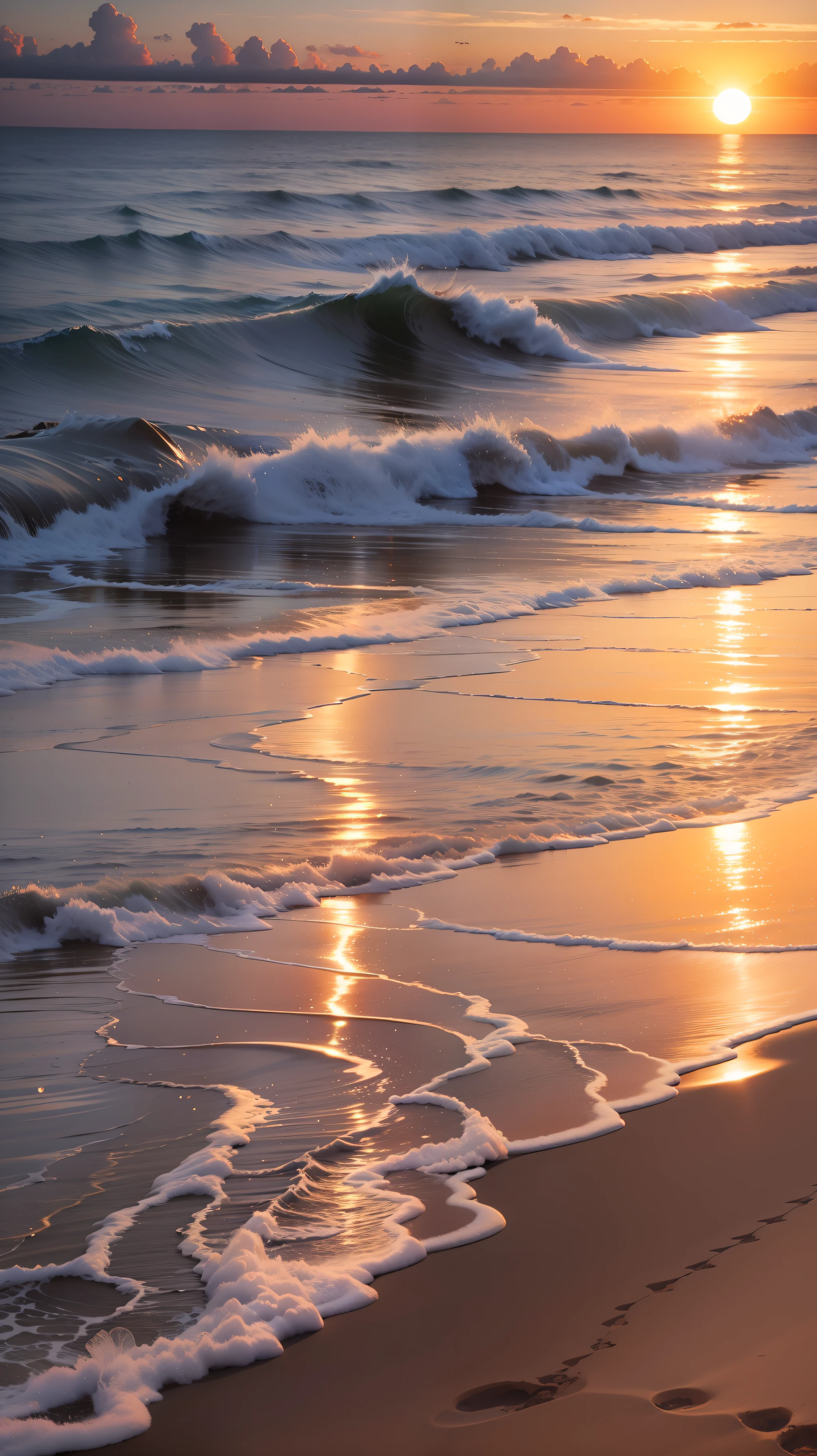 Sunset,sun,colorful sunset,alone walking in the beach at sunset time,high quality, high resolution
