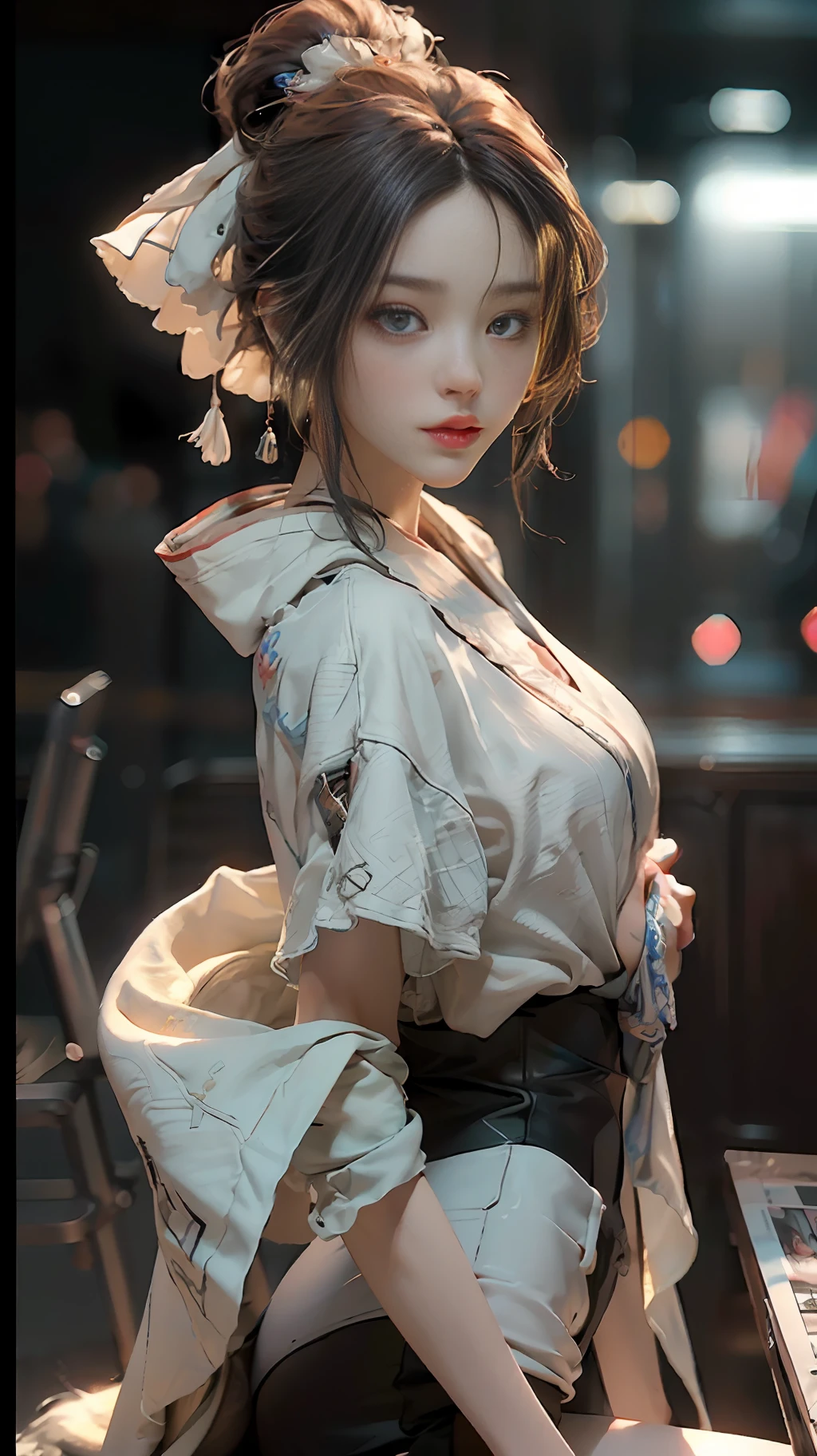((Best quality)), ((masterpiece)), (detailed:1.4), 3D, an image of a beautiful cyberpunk female,HDR (High Dynamic Range),Ray Tracing,NVIDIA RTX,Super-Resolution,Unreal 5,Subsurface tering,PBR Texturing,Post-processing,Anisotropic Filtering,Depth-of-field,Maximum clarity and sharpness,Multi-layered textures,Albedo and Specular maps,Surface shading,Accurate simulation of light-material intefect proportions,Octane Render,Two-tone lighting,Wide aperture,Low ISO,White balance,Rule of thirds,8K RAW,