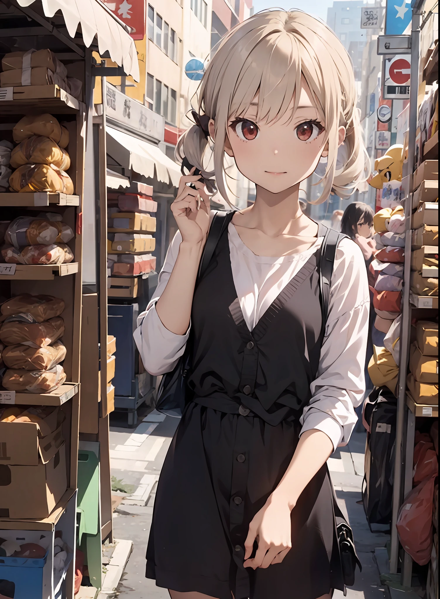 manga cover, stylized, perspective, two characters, ultra detailed, perfect composition, epic composition , white hair , red eyes