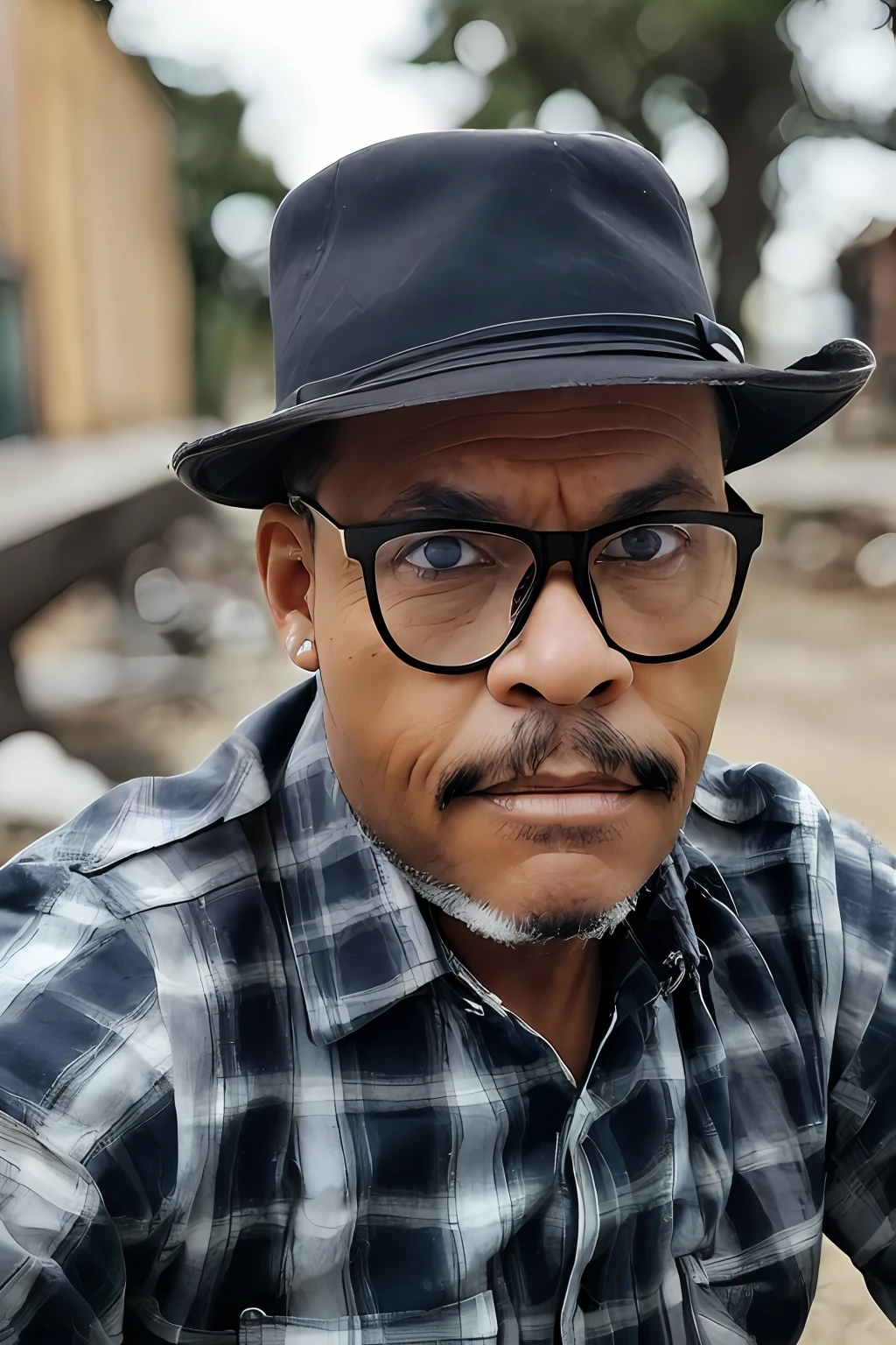 guttonerdvision6, fotografia de corpo inteiro de um homem de 48 anos de oculos,  man style rustic lumberjack, serious countenance, com barba longa, olhos brilhantes castanhos escuros, nitidez do rosto, detailed skin with apparent pores, rosto, wearing a plaid shirt and battered jeans. Photograph for documentation. (((fundo preto retroiluminado))). Iluminacao de estudio. UHD realista. fotografia profissional, O 50mm