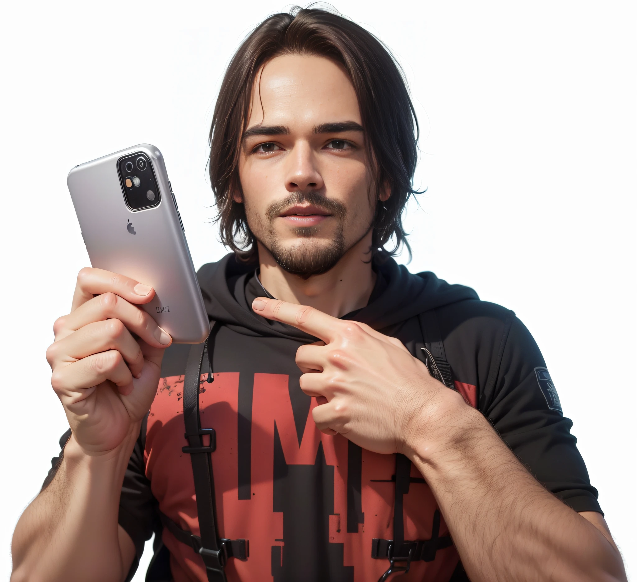 obra-prima, alta qualidade, olhando para o espectador, plstyle, 1boy, homem de ferro, Homem com armadura do homem de ferro segurando um celular vermelho armadura do homem de ferro, holding a very advance phone, he is holding a smartphone, imagem de qualidade muito alta, androide james, foto de perfil, --auto
