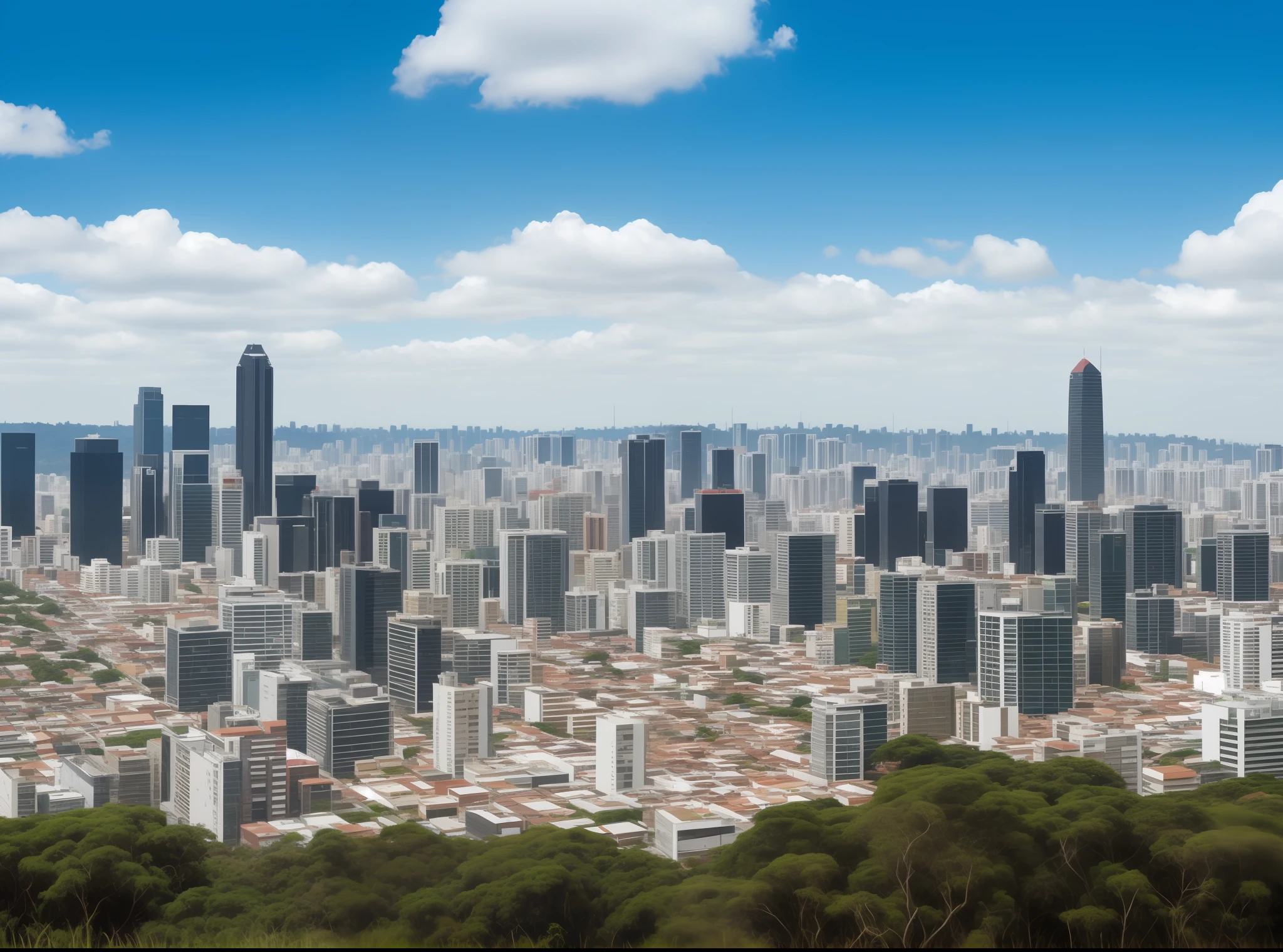 Paisagem, Araffe view of a city with many buildings and an overcast sky, São Paulo, Directed by: Fernando Gerassi, São Paulo, Casas, por Willian Murai, In Sao Paulo, cercando a cidade, futuristic sao paulo, sao paulo in the year 2 0 7 0, entire city in view, pairando sobre uma cidade, constructions, Panorama da cidade