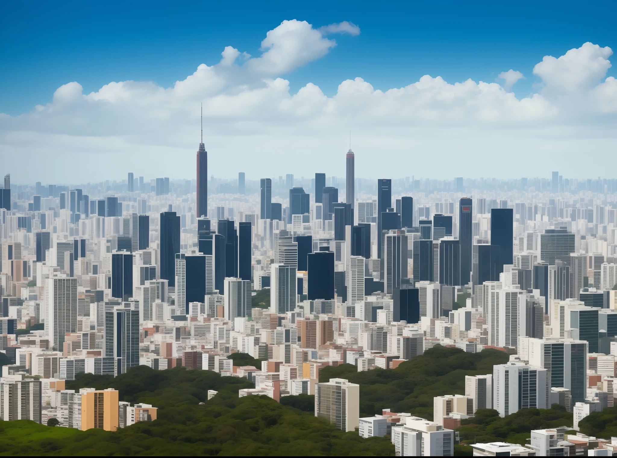 Paisagem, Araffe view of a city with many buildings and an overcast sky, São Paulo, Directed by: Fernando Gerassi, São Paulo, Casas, por Willian Murai, In Sao Paulo, cercando a cidade, futuristic sao paulo, sao paulo in the year 2 0 7 0, entire city in view, pairando sobre uma cidade, constructions, Panorama da cidade