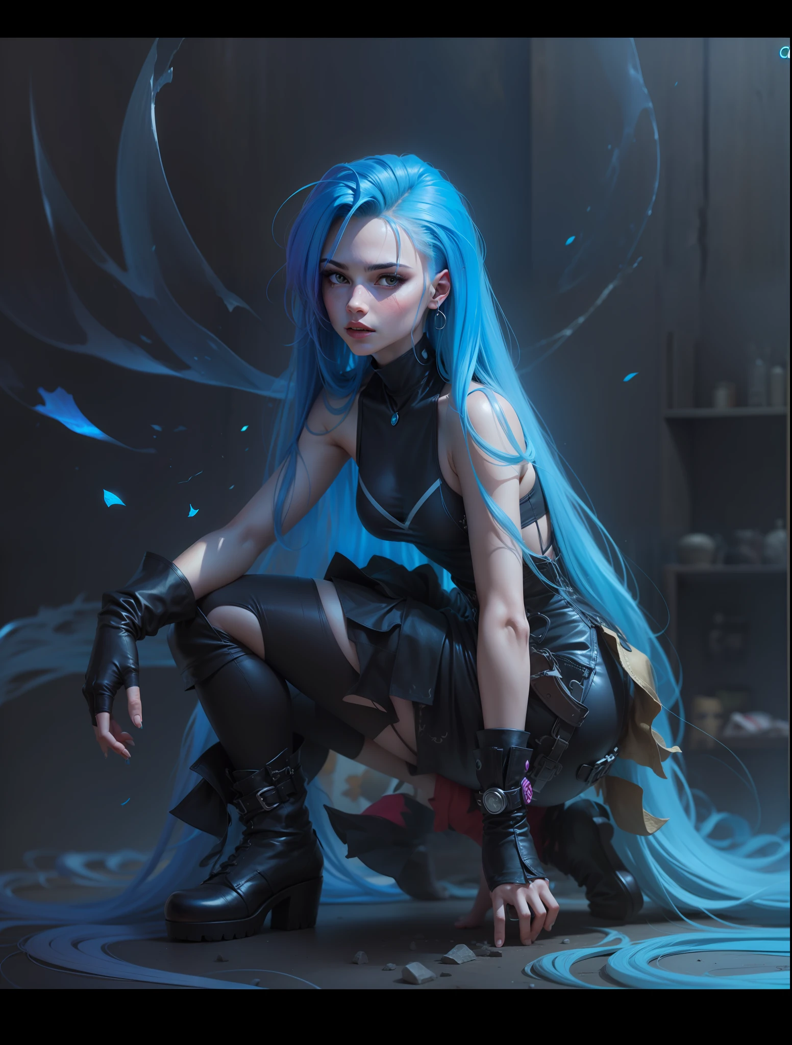 Jinx, cabelos azuis