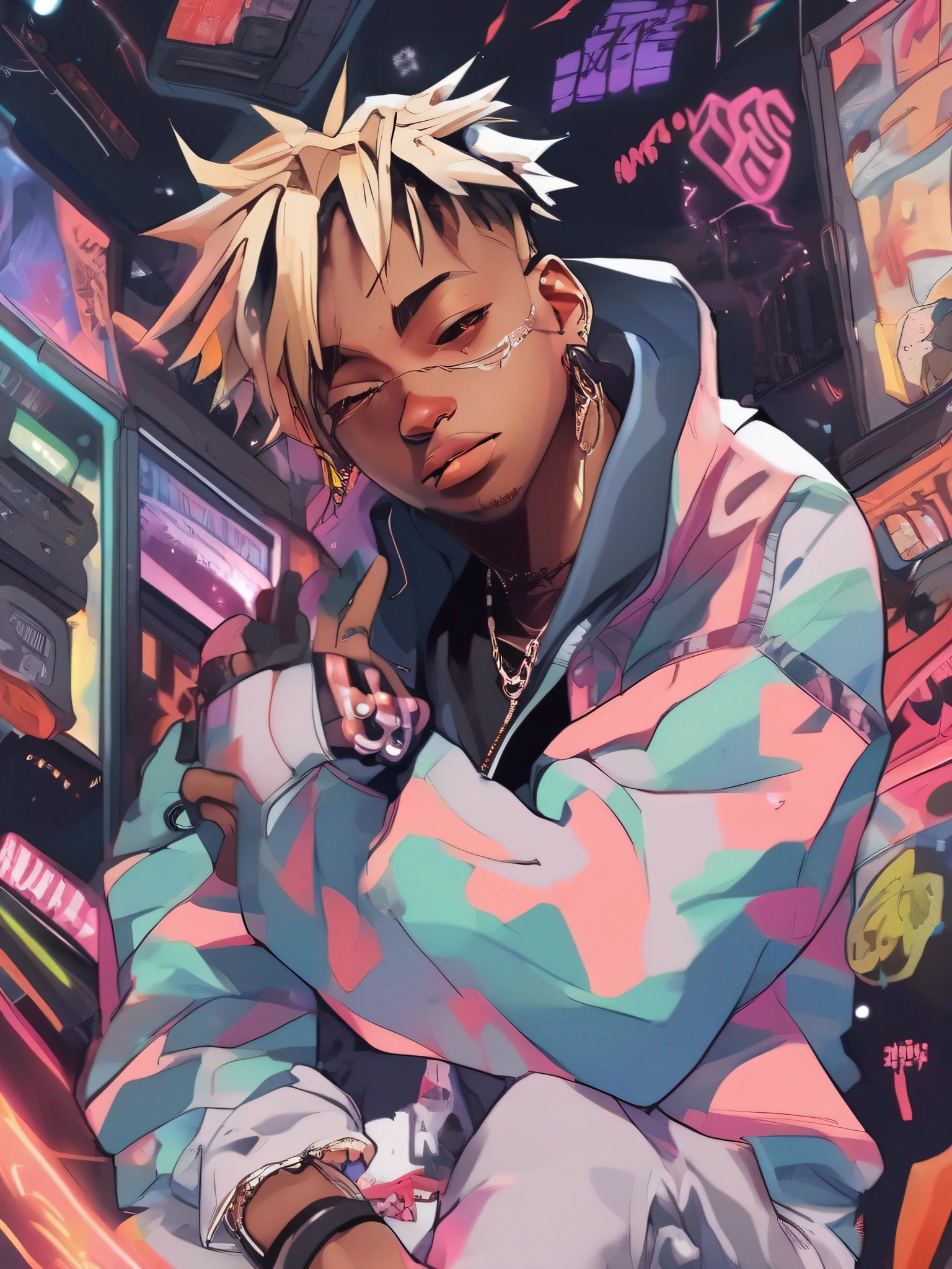 Estilo anime, cantor de rap juice wrld, ultradetalhes, papel de parede
