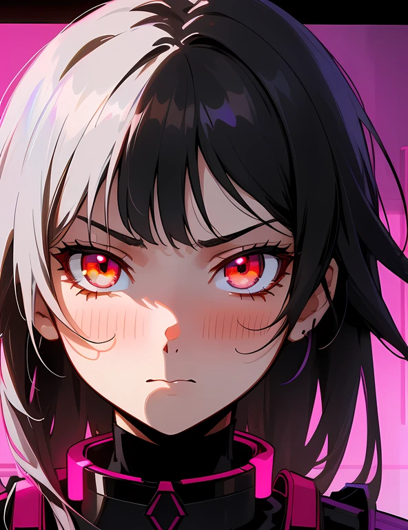 (best quality, masterpiece), {good eyes:1.2}, (white eyes, colored iris, detailed pupil:1.15), (perfect eye:1.2), (1girl), (seen from back), (distant view), (looking away), {long black hair: 1.3}, (black haired girl), serious expression, blush, (delicated face), (white skin), (nice face), (nice nose), (perfect mouth), (red eyes:1.2), (contemporary), stading still, (black light tech-armor with red details:1.4), (black futuristic corridor), (red neon:1.2), (darken illumation:1.4), (pastel tones), high-definition, detail representation, complex details, 4k anime style, (detailed), {maximum resolution}, (high quality:1.25), (perfect face:1.3), (detailed face:1.2), (ultra detailed:1.25), Detailed digital art of anime, digital art anime, 8k, (good hands), (good arms), perfect body.