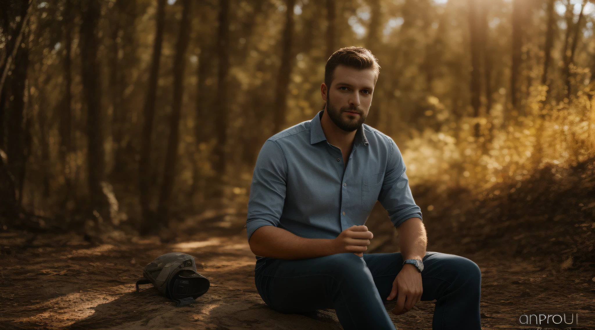 30-year-old man from Slovenia, muito bonito, modelo, looking-into-camera, ambiente relaxante, no campo, imagem detalhada, UHD, 8k, fotografia profissional, perfect  lighting, cinematiclighting