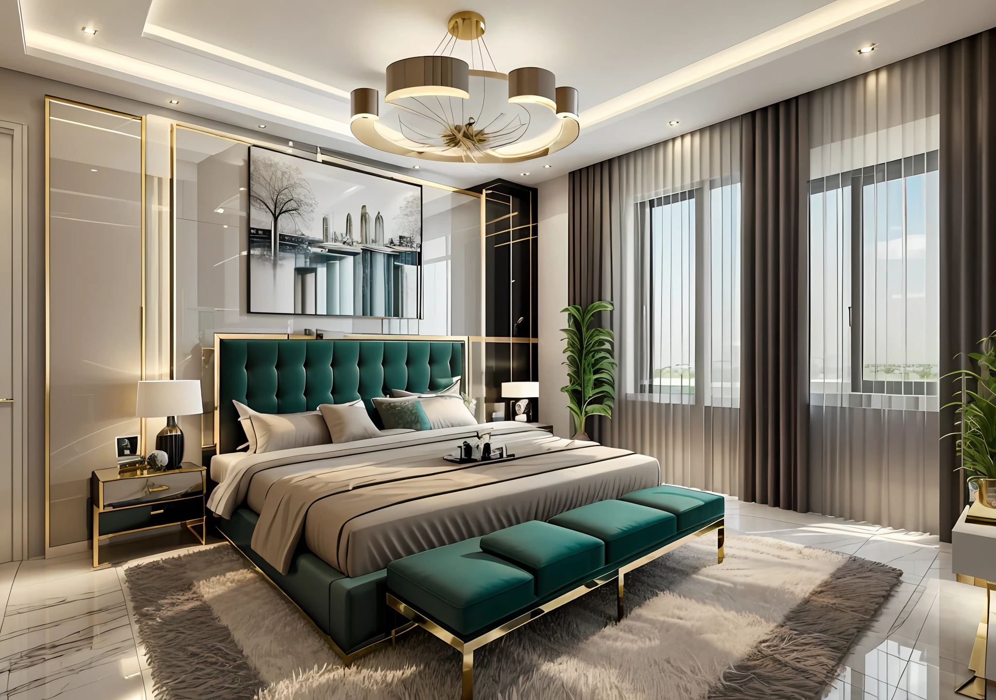 "luxurious bedroom and modern interior design"