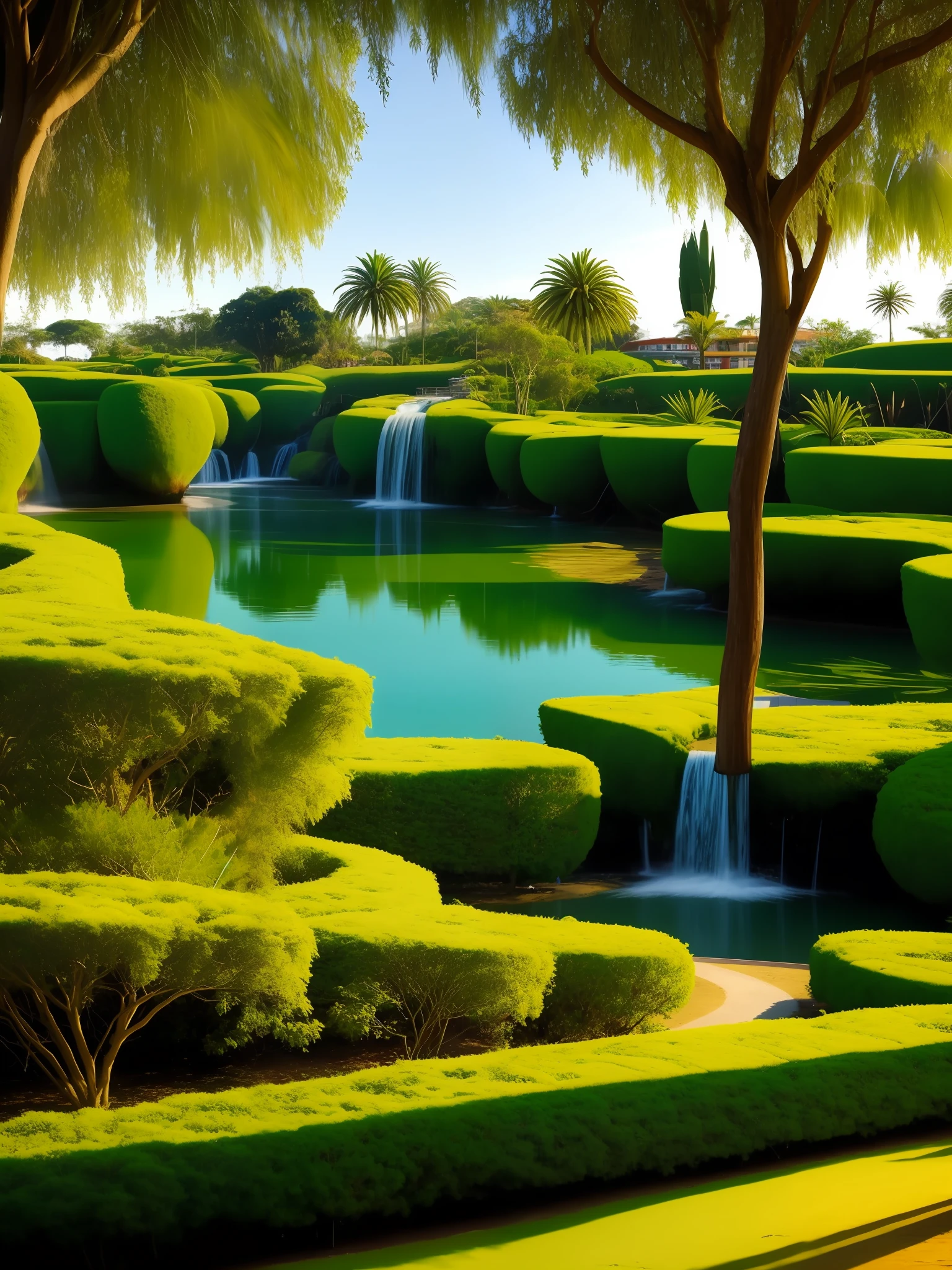 Uma linda cidade com um grande jardim encantado