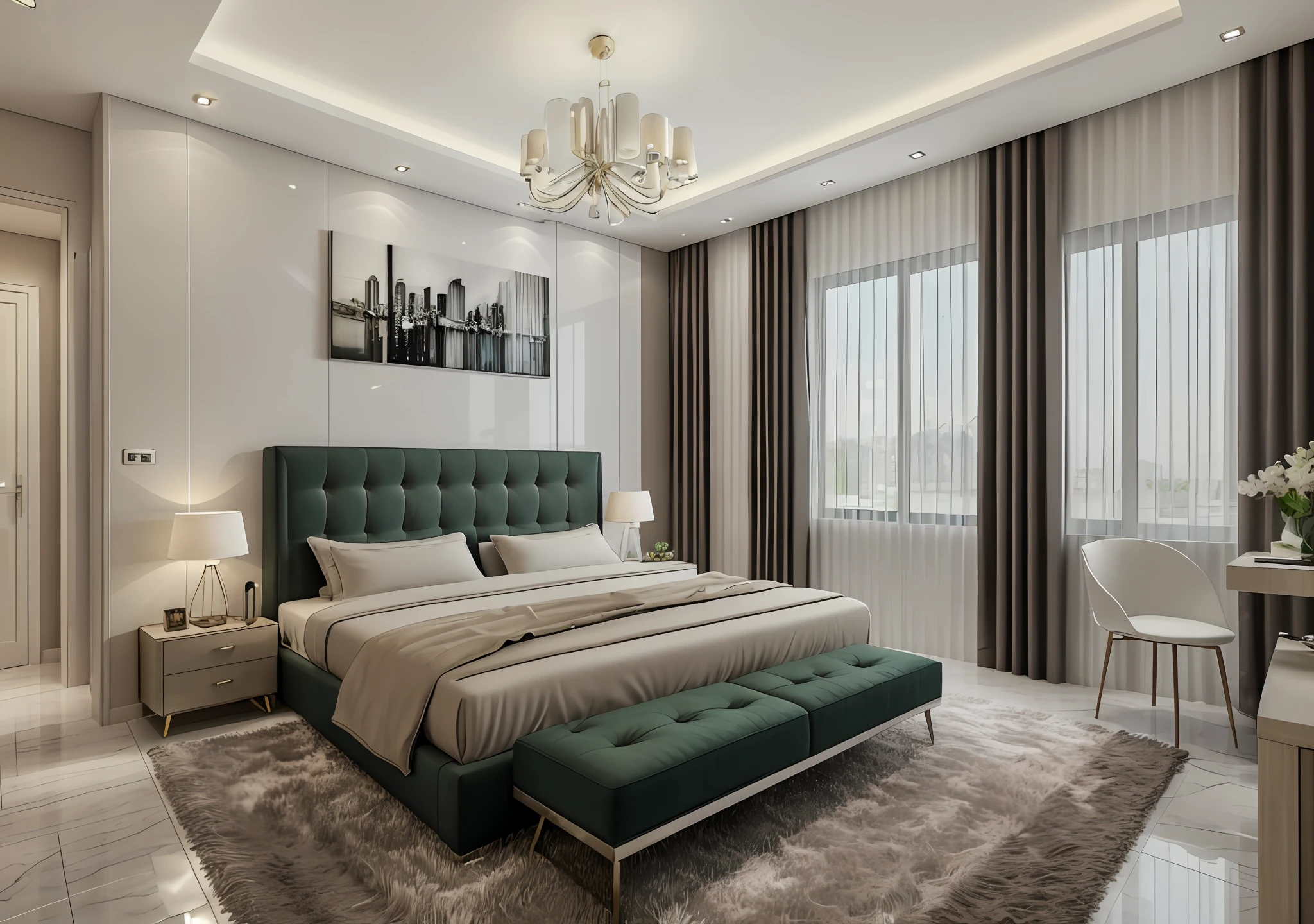 "luxurious bedroom and modern interior design"