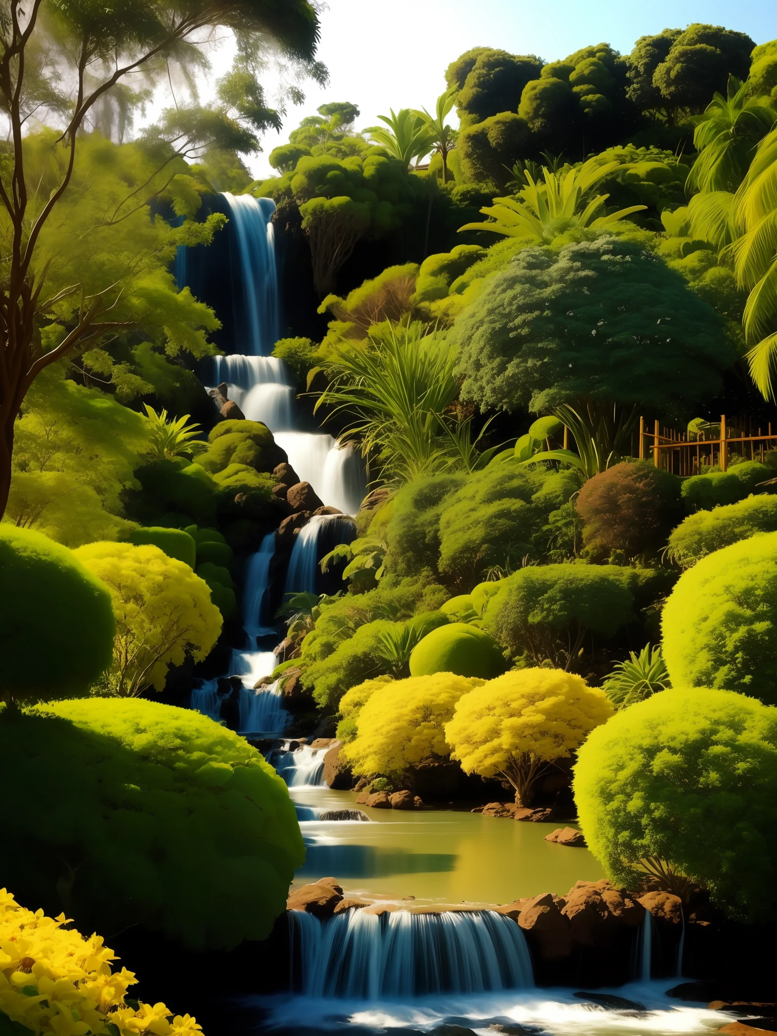Uma linda cidade com um grande jardim encantado
