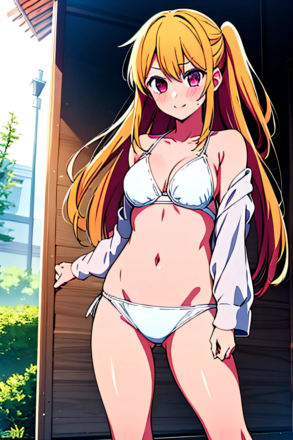 1girl, solo, best quality, masterpiece , ruby hoshino, white bikini,