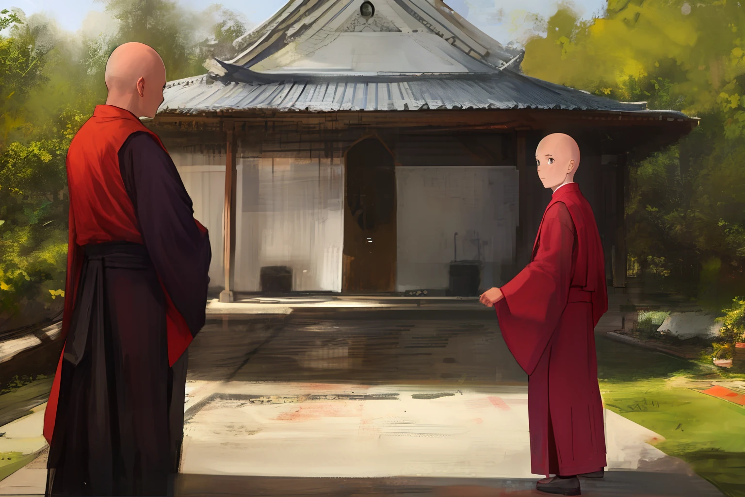 Bald little monk