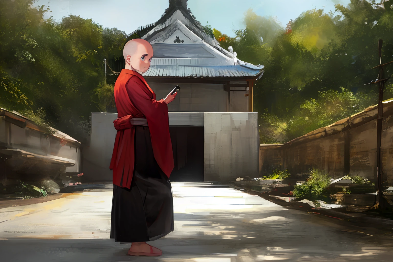 Bald little monk