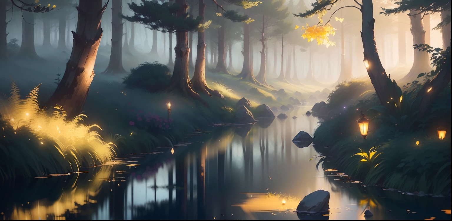 (Melhor qualidade), (obra-prima), (ultra detalhado), (alto detalhado), (extremamente detalhado) Assunto: A charming anime setting with a serene twilight backdrop in a mystical forest Camera equipment: -Camera: Mirrorless Camera with Exceptional Low Light Performance - Lens: Lente principal (por exemplo, 35mm) to capture detailed settings and characters - Tripod: Tough tripod for stability during long exposures Settings: - Abertura: f/2.8 para profundidade de campo rasa e bokeh macio - Obturador Velocidade: 1/15 segundos para capturar o movimento suave e preservar os detalhes - ISO: 400 to balance image brightness and noise control in low light conditions Lighting: - Soft and diffuse twilight lighting with a touch of warm tones - Subtle illumination of the moon and stars, casting a soft glow on the scene - Spots of magical light, que lembram vaga-lumes, Dancing Around the Forest Composition: - Perspectiva: Vision at eye level or slightly elevated to immerse the viewer in the scene - Focal Point: A golden book in the forest with a picturesque setting - Framing: Hanging tree branches and foliage framing the scene Color palette: - Soft and atmospheric colors with a mix of cool and warm tones - Touches of purple, azuis e rosas para capturar o ambiente crepuscular - Verdes suaves e tons terrosos para os elementos da floresta Humor: - Ambiente tranquilo e tranquilo, evoking a sense of calm and introspection - A touch of mystery and wonder, as if entering a hidden realm - melancholy but serene, transmitindo uma beleza agridoce Estilo: - Anime-inspired with intricate character designs and expressive facial features - Emphasis on the natural environment, depicting lush vegetation and detailed textures - Soft and pictorial aesthetics, enhancing the dreamlike quality of the scene Additional elements: - Personagens: Young couple holding hands, suas silhuetas se m