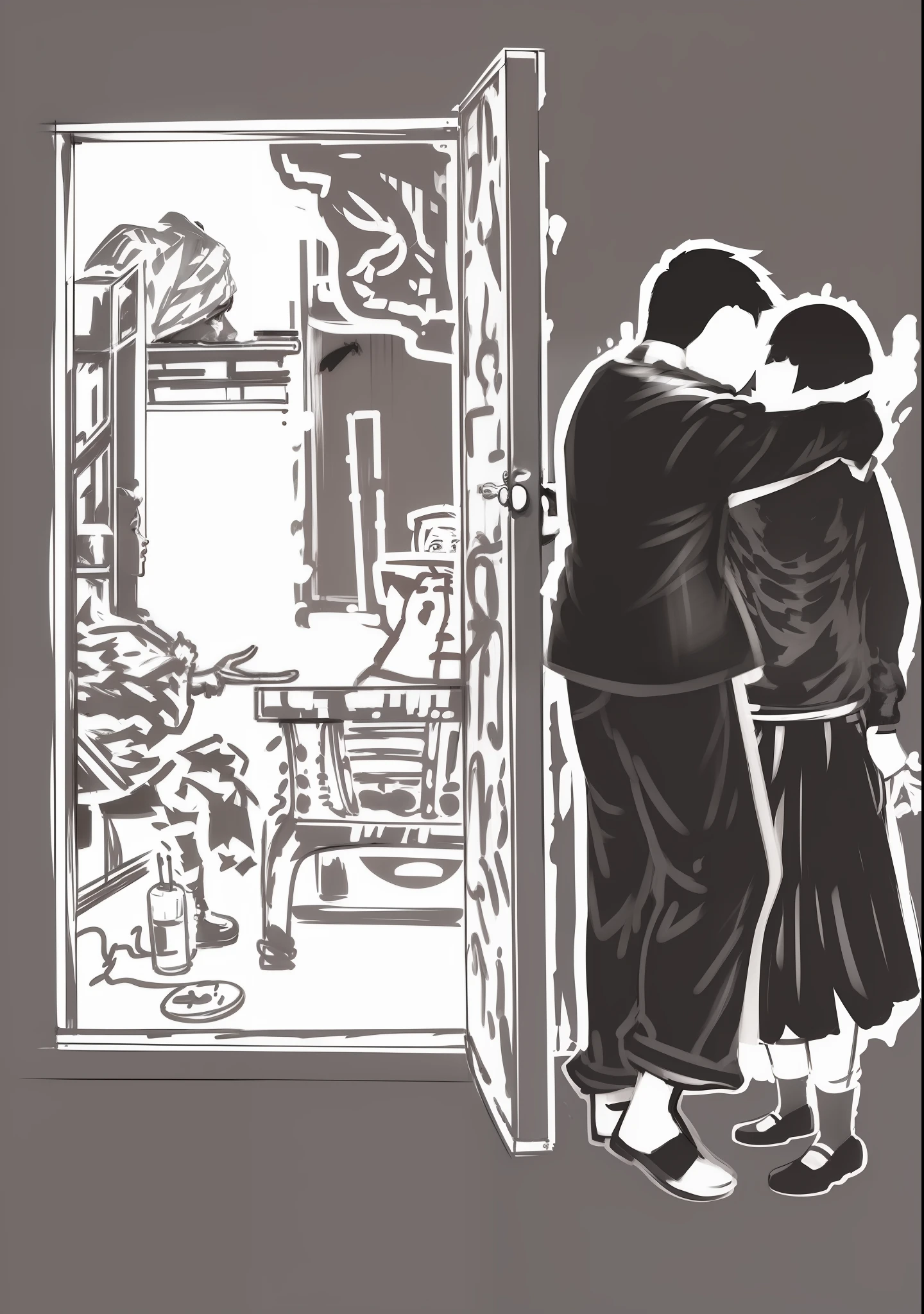 A man presses a woman