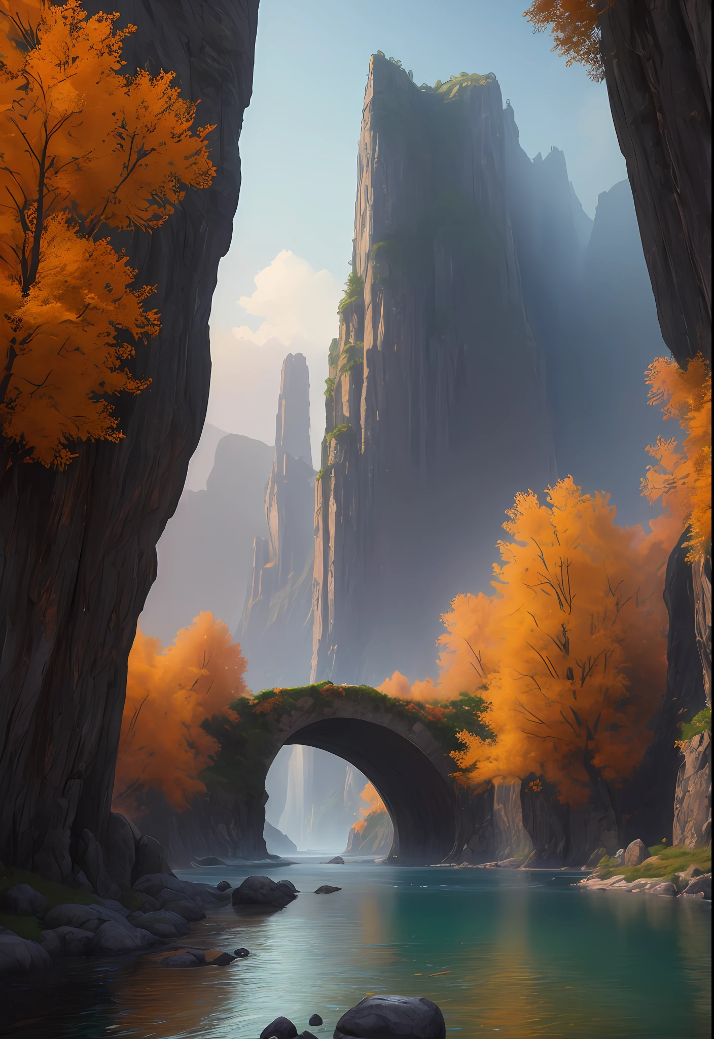 landscape,water,(extremely detailed CG unity 8k wallpaper), most beautiful artwork in the world,professional majestic oil painting,intricate, High Detail, Sharp focus, dramatic, photorealistic painting art