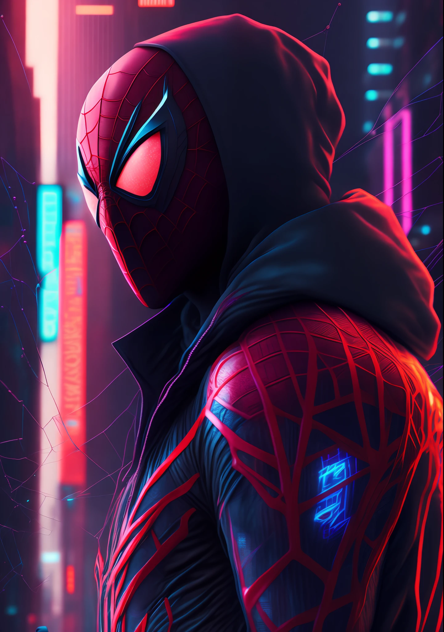 Spider man,Cyberpunk,8k.