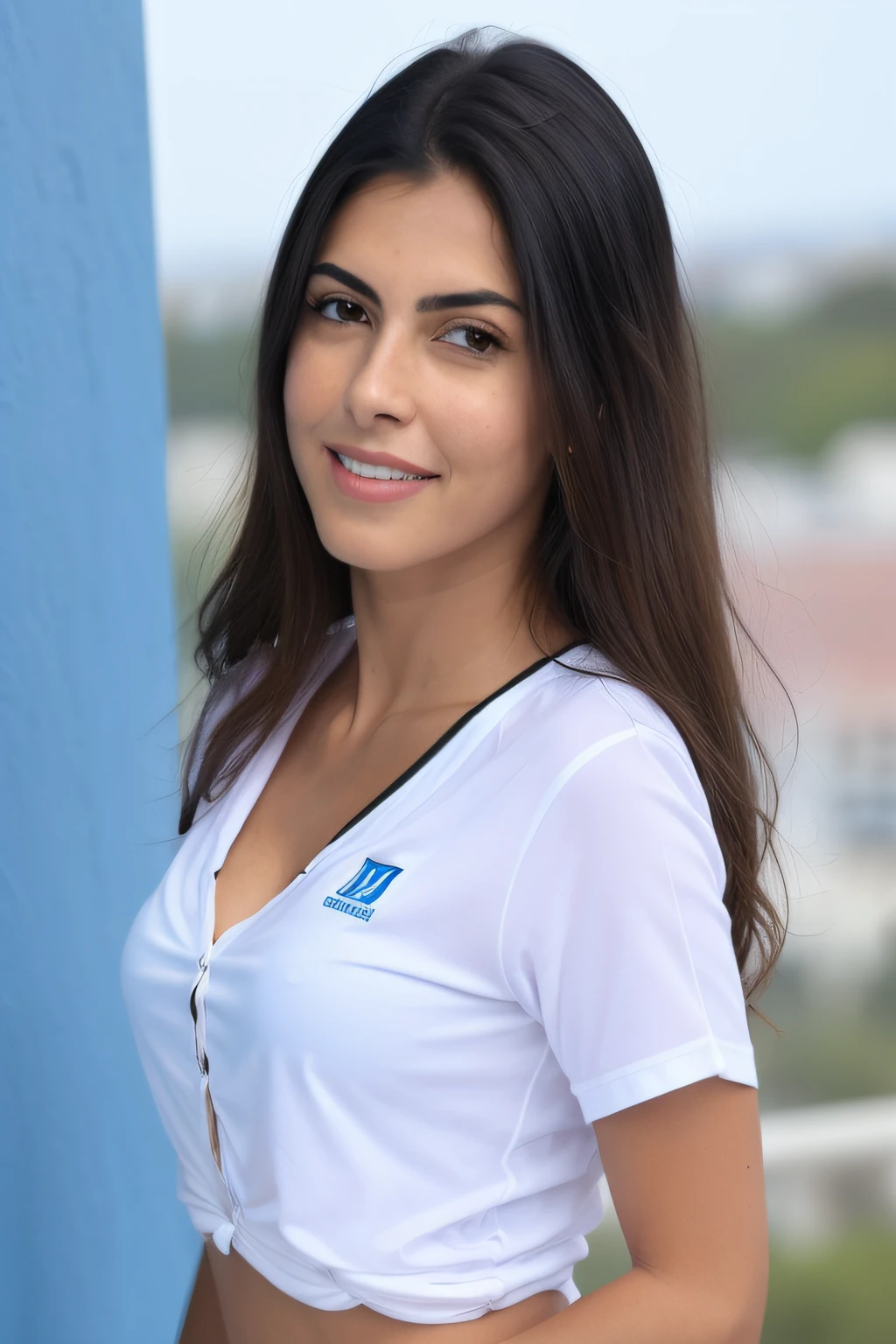 AriDug, obra-prima, foco nítido, fotorrealista, premiado hiper realista com zoom em foto de retrato de (Ari Dugarte: 1) em uma (blusa azul), (na sala ), casa de luxo , (in focus ultra-sharp background), 8k ultra hd, 4k, (Ultra High Definition Photo), a mais alta qualidade, a melhor qualidade,