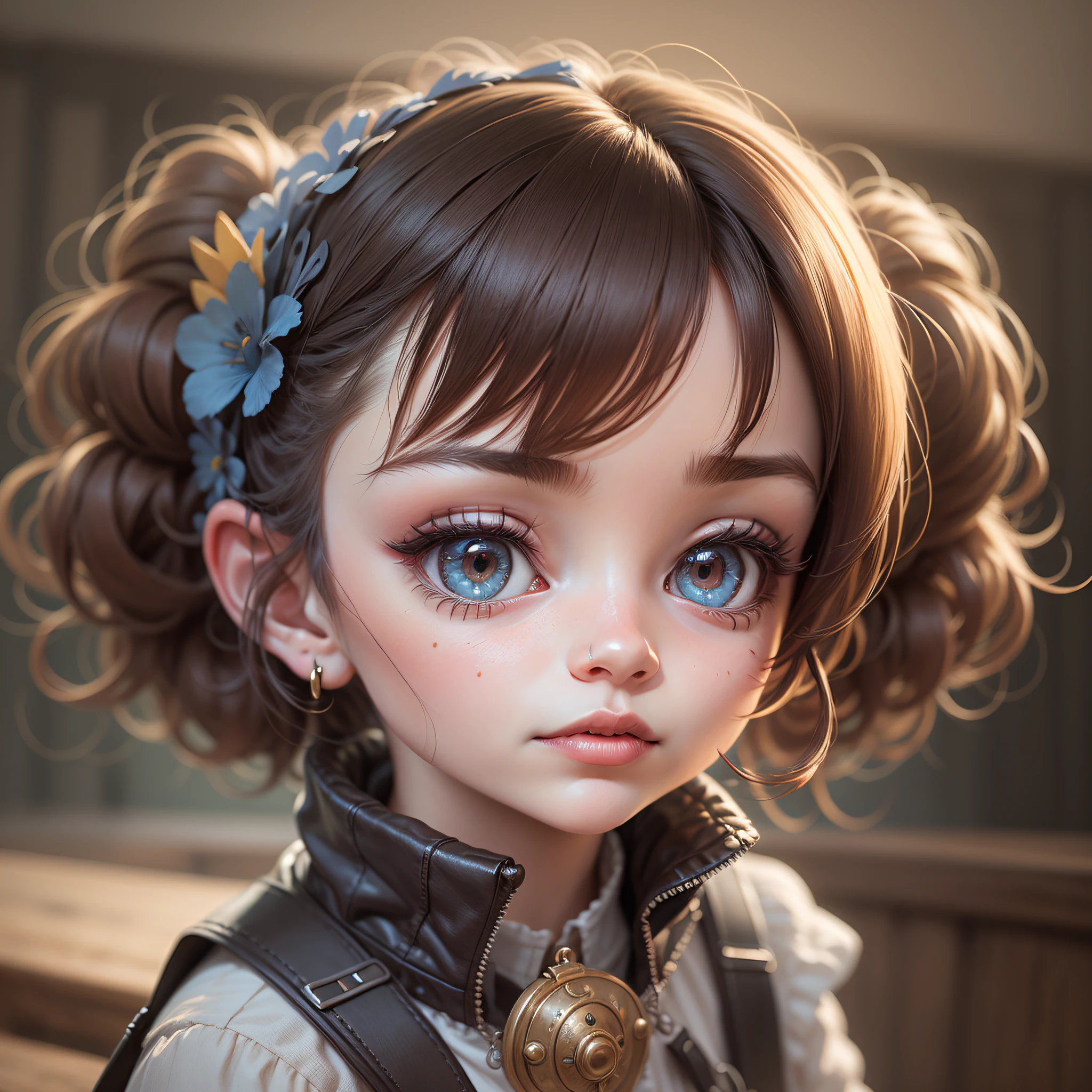 a cute little okd woman pixar style , master piece, hyper realistic, uhd, 32k