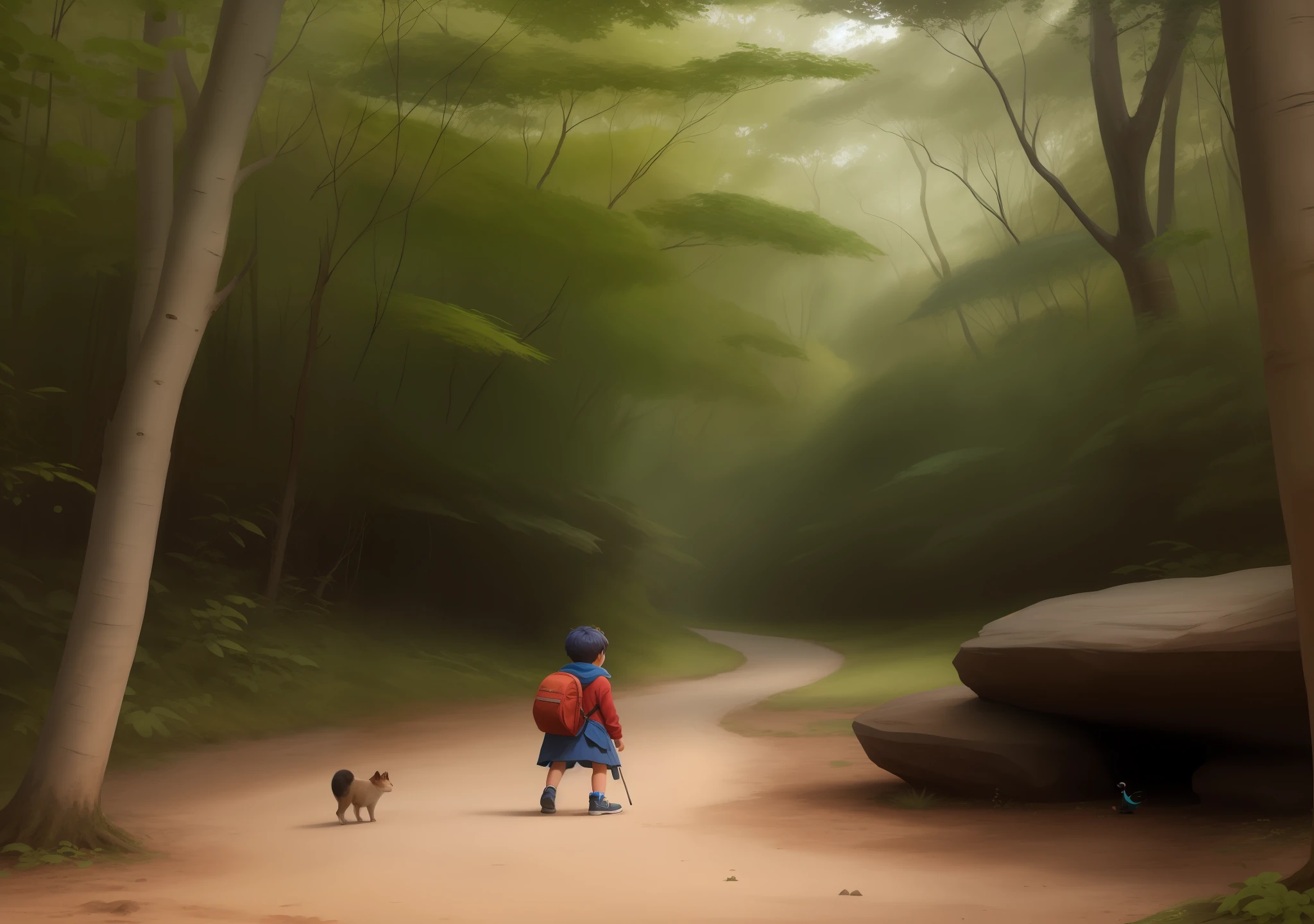 Havia uma vez um  chamado Max, que vivia na floresta. Ele era um menino curioso e adorava explorar novos lugares. Max sempre sonhava com grandes aventuras e descobertas emocionantes, desenho,--16:9,