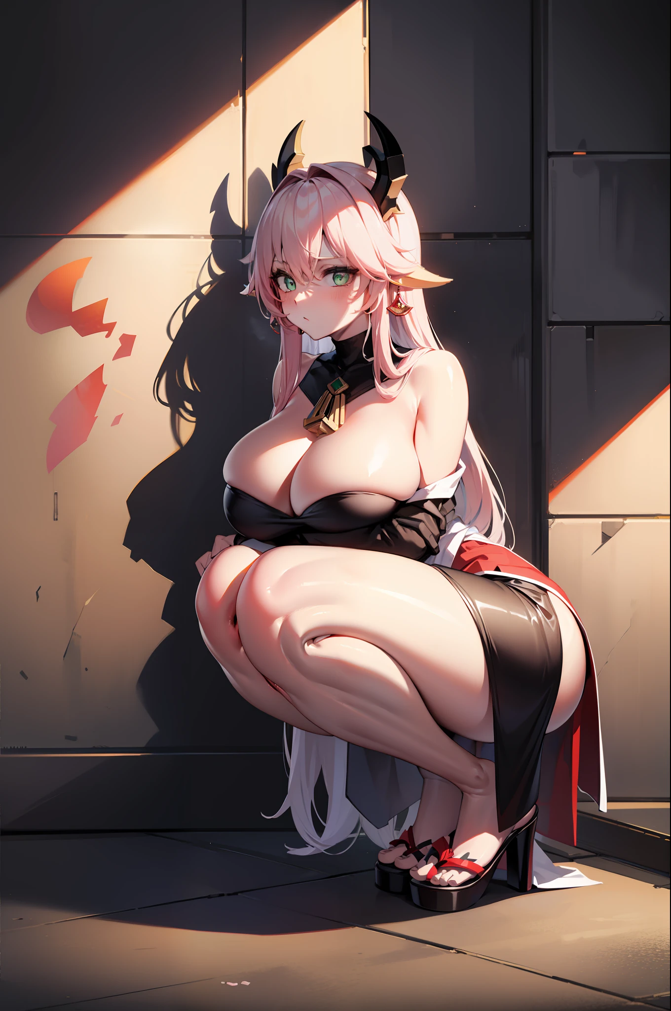 MetalStone
Try
Tips
Copy hints
Open-legged squat, (Masterpiece, Excellent, 1girl, 独奏, complex details, Color difference), Realism, ((Middle Breath)), off-the-shoulders, big breasts, Sexy, Yae miko, long pink hair, red headdress, red highlight, hair above one eye, Green eyes, earings, sharp eyes, Perfectly symmetrical figure, Choker, neon shirt, open jacket, turtleneck sweater, against wall, brick wall, graffiti, dim lighting, alley, looking at the audience, ((mean, seductive, Charming)), ((Cherry blossom background))),((Japanese temple background))), (((Glow-in-the-dark background))))high efficiency sub-pixel, sub-pixel convolution, glowing particles, light scattering, Tyndall effect, transparent dress, lace edge, lace seduction, naked legs, mini skirt, long leges, thights, big breasts, Huge-breasts, split skirt, pink lace trim, upturned buttocks, big breasts, big breasts, big breasts, high split cheongsam, coquettish type, Charming, Shy, big breasts, big breasts, big chest leaking, Burst breasts, big breasts, seduction, tall figure, white skin and beautiful skin, white colored hair, fat buttocks, fat buttocks, big buttocks, Naked, nothing worn, especially short clothes, bare waist, thongs, riotous look, flowing long hair,, split legs, half squat, Confused, showing between legs