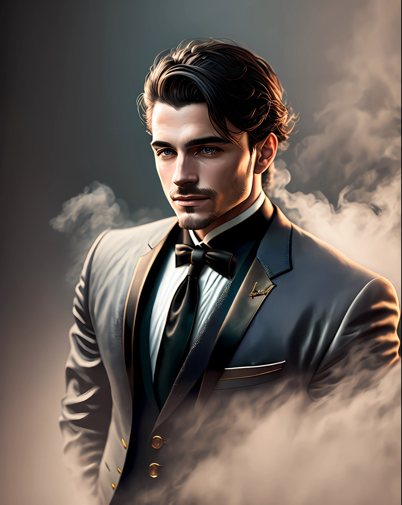 a handsome man wearing a tuxedo, portrait by annie leibovitz. studio lighting photography high quality highly detailed 8 k photorealistic digital art trending on flickr in the style of rembrandt and caravaggio - n 4 s 3 5 0 7 9 1 2 6 dlsr hq intricate details ultra realistic unreal engine octane render cinematic light volumetric shadows dramatic natural sunlight foggy weather misty atmosphere realism