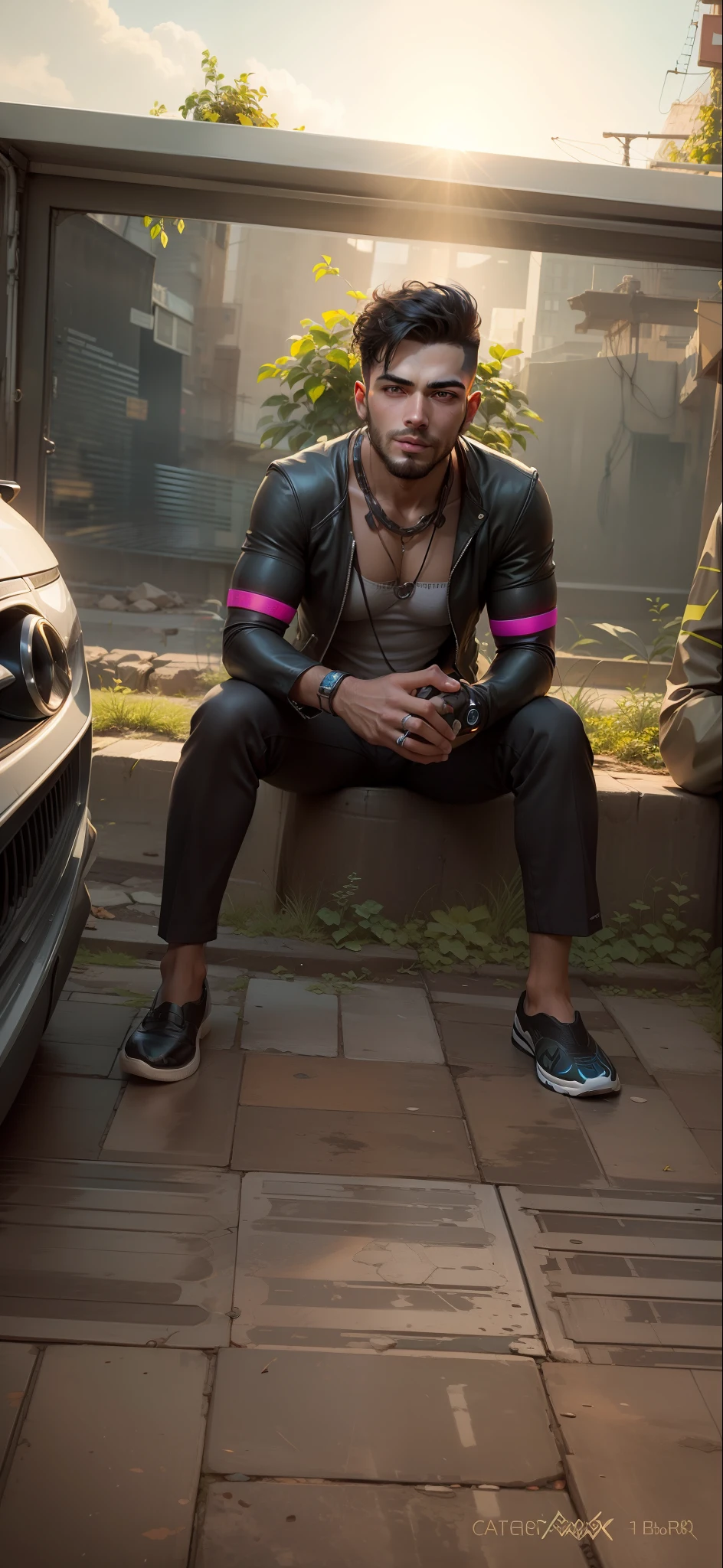 Change background cyberpunk handsome boy face,ultra realistic with cat