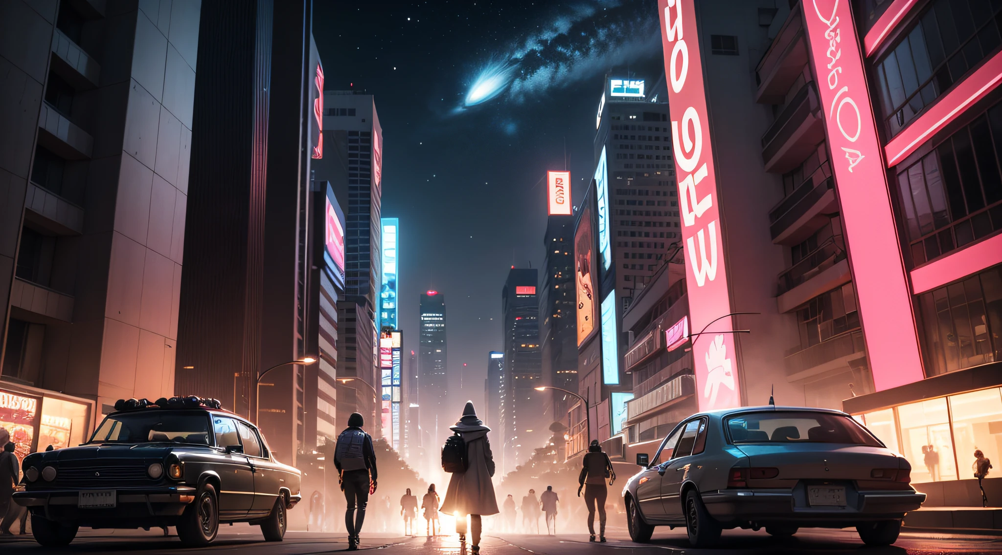 /imagine prompt: a comic strip of the city of São Paulo in 2100, With high-level Cybecity technology. Artista: Mauricio de Sousa. The scene shows famous characters from the universe of Monica's Gang interacting with the futuristic urban landscape. Cores vibrantes e contrastantes. People's facial expressions reflect joy and excitement. Dynamic lighting and playful atmosphere. --v 5 --stylize 1000