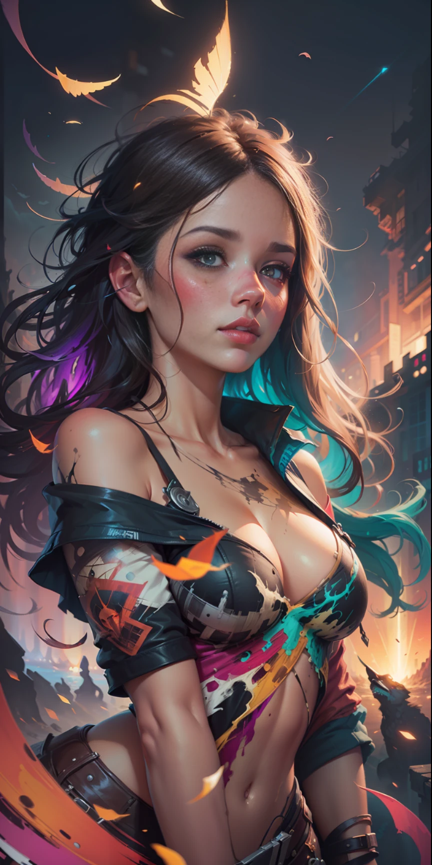 a gorgeous girl standing on sand wind in the hair, full length body shot,(((ultra warm bright pastel colors))), orange pink white colors, sharp focus, lut, ultra insane high resolution intricate textures, texture indentation, (((((Charlie Bowater, art by Alena Aenami, art by Albert Bierstadt, art by Carne Griffiths))))), luminism, light placement art, octane render, ultra intricately detailed, ultra maximalism, romanticism