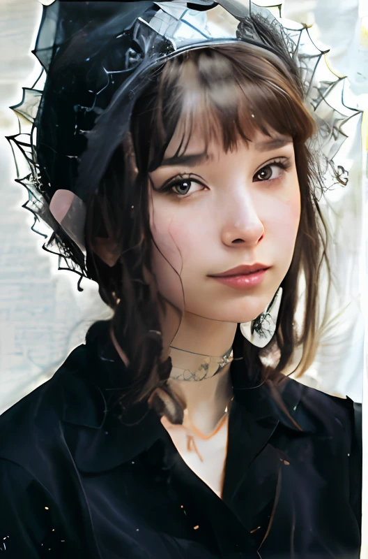 Realistic portrait photography、Drawing of a young woman wearing a polygonal mathematical hat on her head,  Realistic photo of woman with clear blue eyes Portrait of half body,  beste-Qualit, realisitic, a photorealistic, beste-Qualit, шедевр, extremely delicate and beautiful, richly detailed, finedetail, The ultra-detailliert, A high resolution, richly detailed, realisitic, The ultra -The high-definition, beste-Qualit, The ultra -The high-definition, High-quality textures, Have a formula in the background, Math formulas and graphs laid out on the background、Mathematician woman、Portrait of the goddess of mathematics