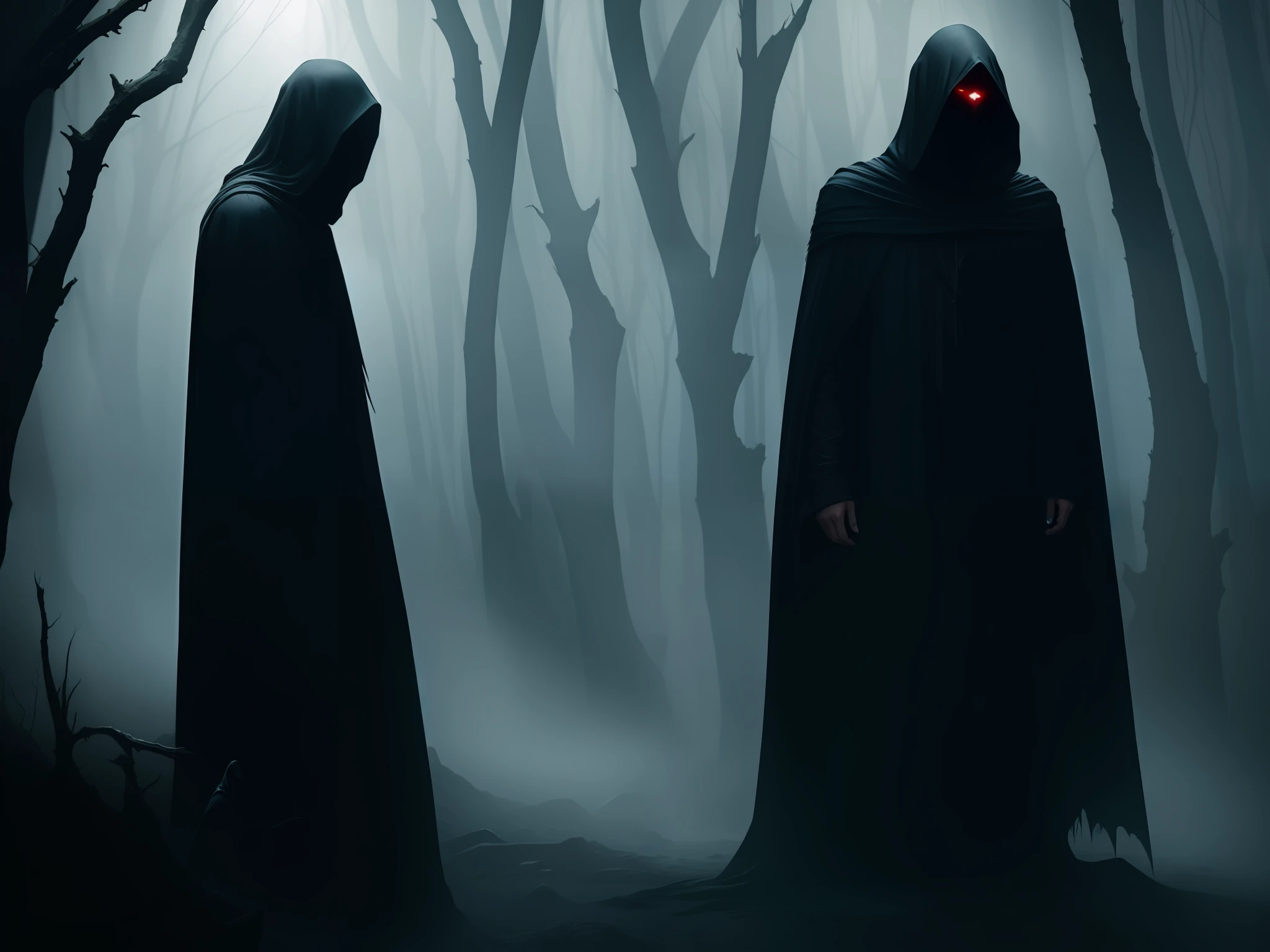 Dementor. Dark fantasy fashion, horror character, dark fairytale, rotten, horror, Volumetric lighting, atmospheric, cinematic lighting, dramatic, epic