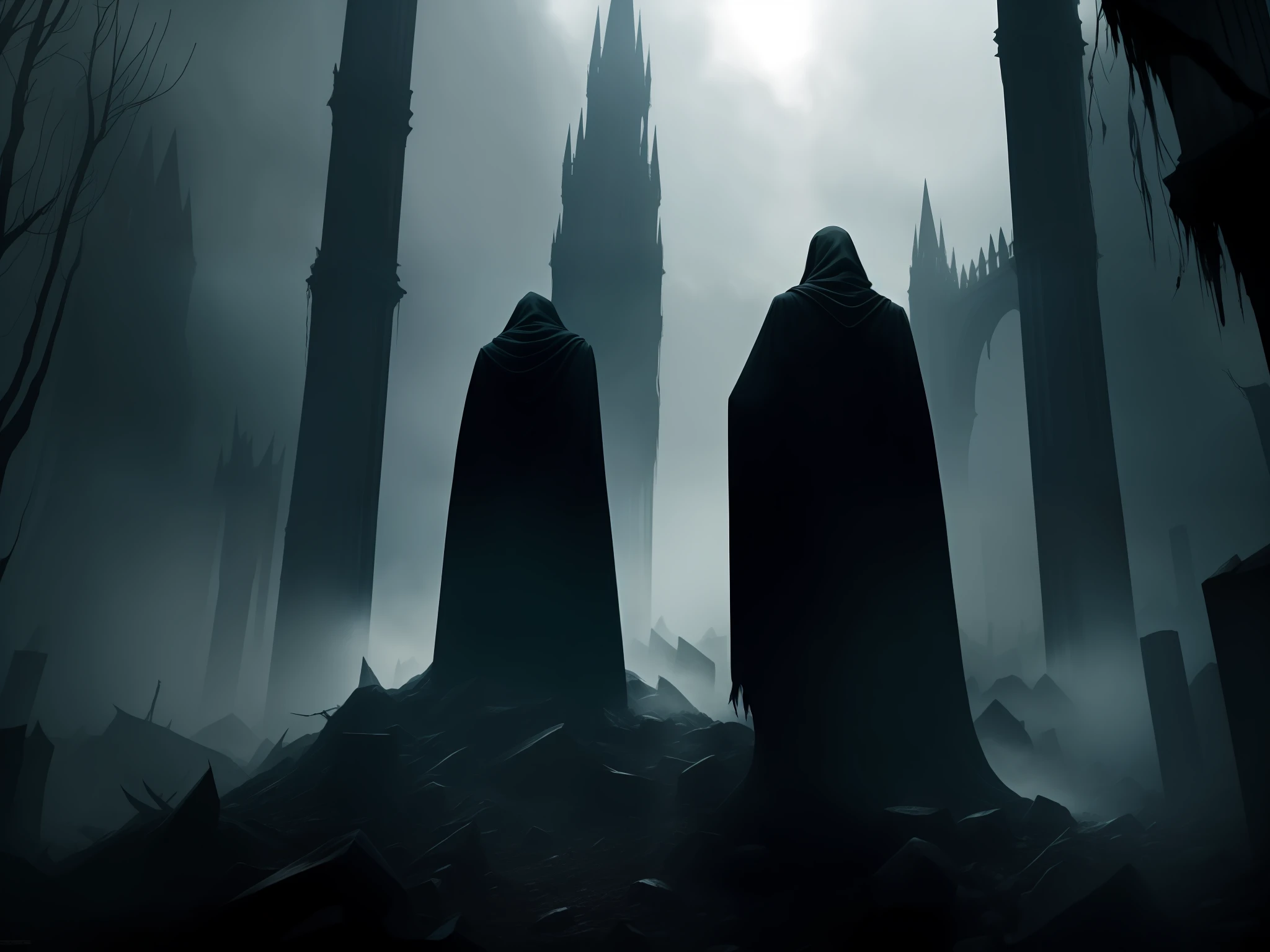 Dementor. Dark fantasy fashion, horror character, dark fairytale, rotten, horror, Volumetric lighting, atmospheric, cinematic lighting, dramatic, epic