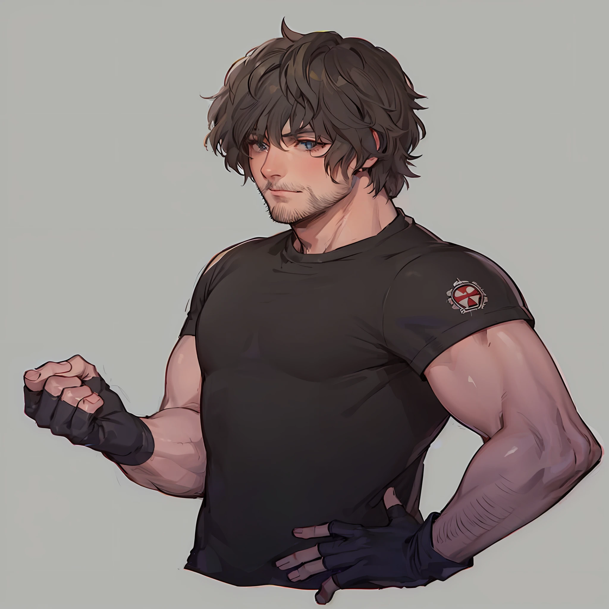 a close up of a person with a glove on their hand, personagem estilo anime, retrato de corpo inteiro de um curto!, OC Commission, personagem de anime masculino, como um personagem de anime, homem bonito anime, Commission for High Res, fanart requintada altamente detalhada, retrato de personagem de corpo inteiro, arte do personagem masculino humano, arte detalhada do personagem de anime, cara de anime alto com olhos azuis --auto