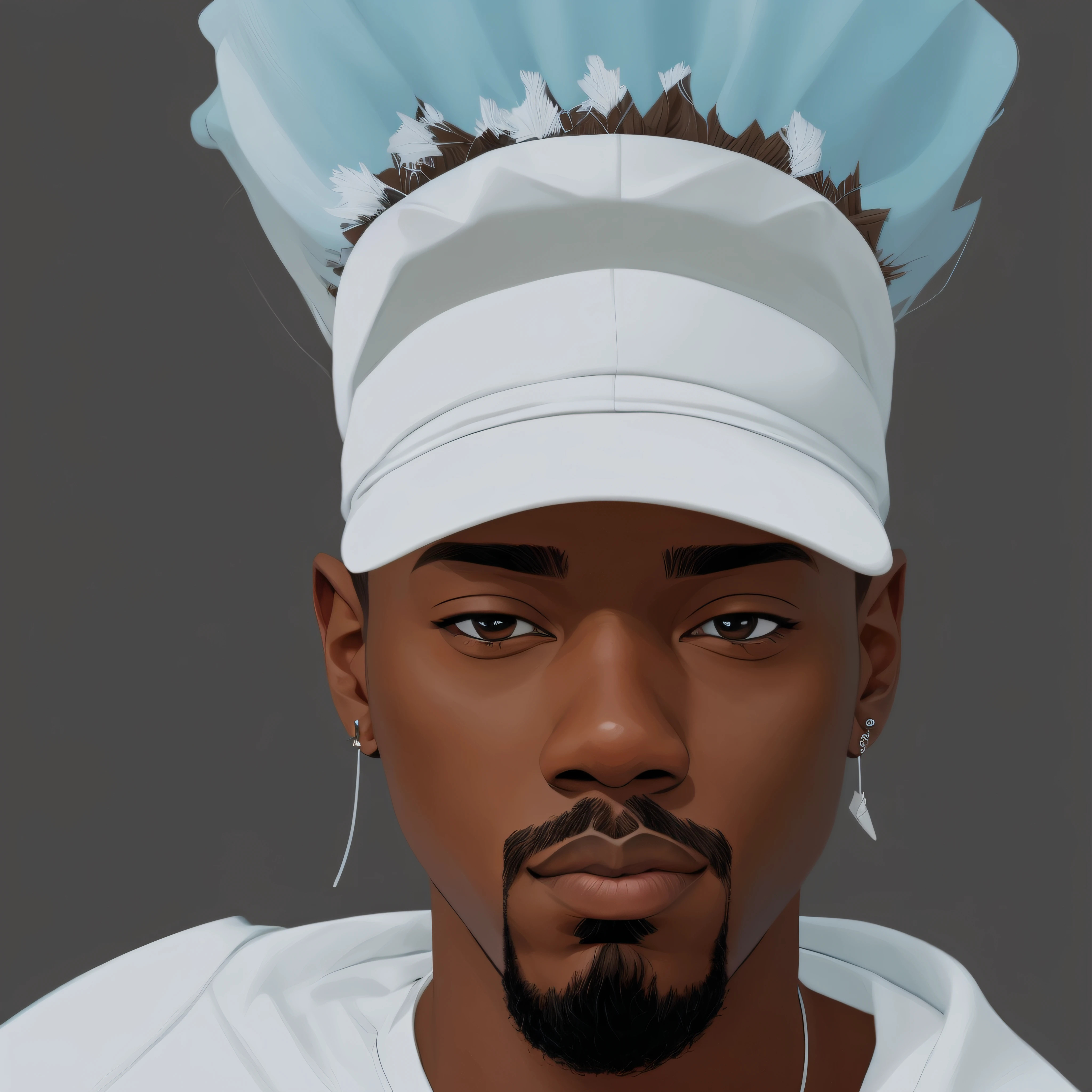 Hay un hombre con un mohawk en la cabeza con una camisa blanca, in digital illustration style, Libros de retratos de Playboi, epic portrait illustration, digital illustration -, Awesome Digital Illustration, 2 d illustration, 2 d illustration, Retrato de Jesse Pinkman africano, : Kendrick Lamar, Arte vectorial, Digital illustration, digital illustration portrait, Bajo detalle. Pintura digital