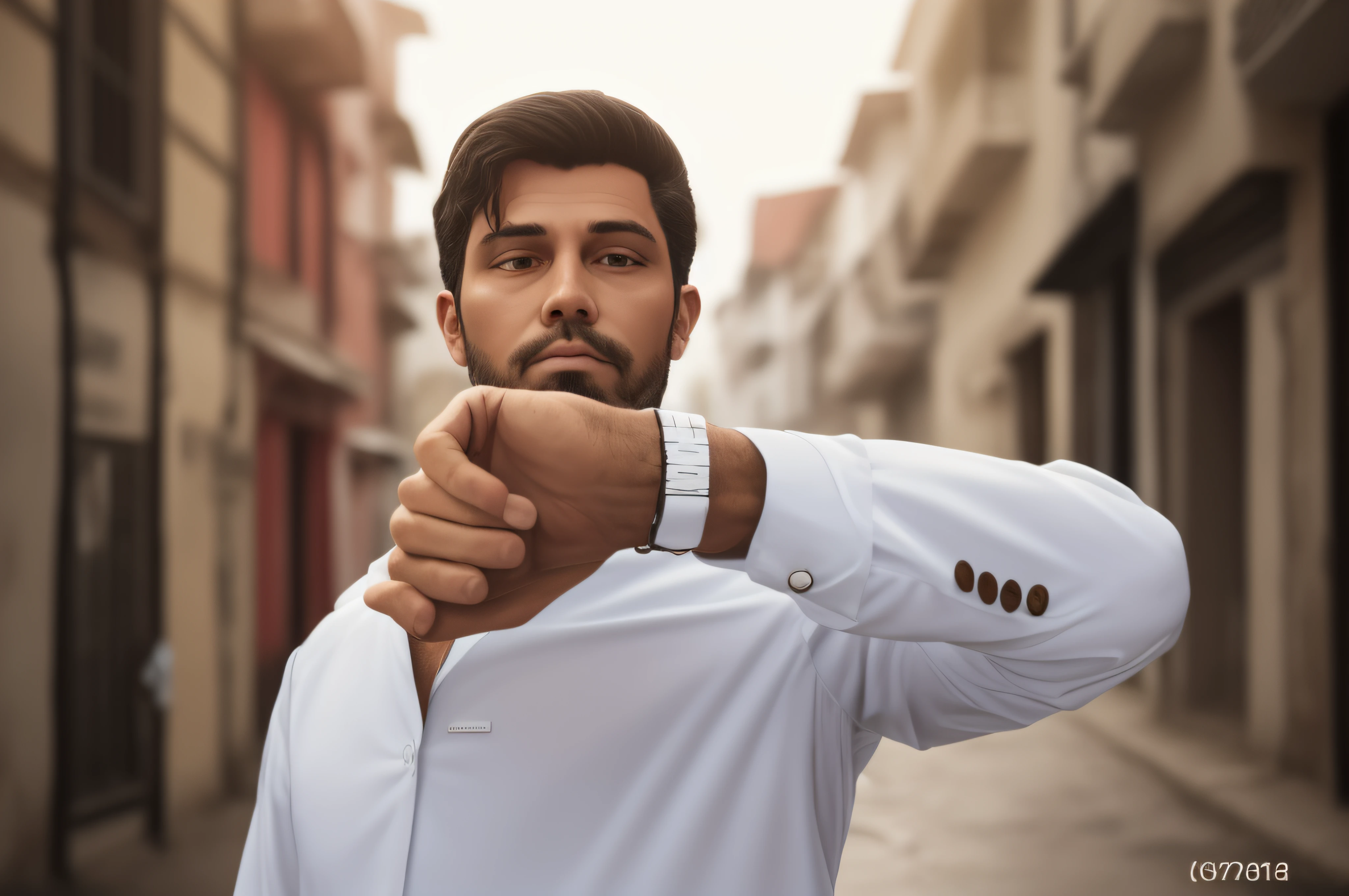 homem velho de roupa social. Cidade de fundo