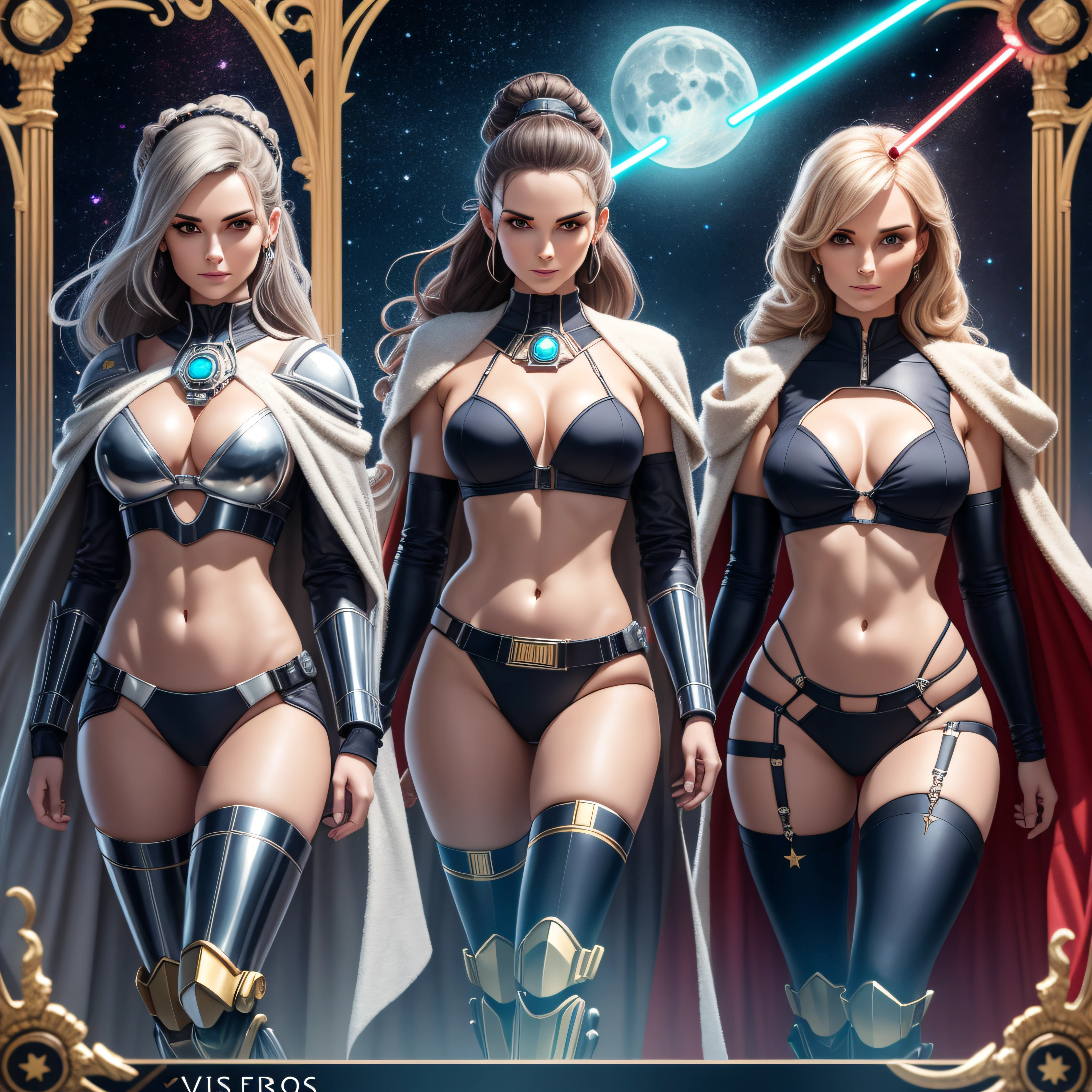 Fire-follet dazzling moon dark nights "Xwing Star-Wars BattleShip Queen 6PO" Futuriste Scene "Heavy Metal" Diplomatic conceptual glamour pure female 38years key athletic slow walking Cosplay "Princesse Laia" "Daisy Ridley" "Nathalie Portman" Baroque Goddess symmetrical fullbody athletes face cheekbones effects glow embarrassed:1.5 saturated:1.5 hairstyles ecstatic lazuli goute entre beaux:1.5 yeux:1.5 dark brown pupils black irises turquoise sapphires mouth open teeth obvious smiles fringes:1.5 clavicles jacket floating jacket fixed shoulders:Open cape levitating jaket opals white shirt papillotes lace corsait gothic zip tin navy thick leathers bikini supports various breasts pointed:1.37 satin skirt:1.5 soies assorties amples spinelles nombril:1.5 Size chastity belt:1.5 silver adorned padlock Gold scarlet pubis-hairy obvious indigo garter underwear snap thighs legs boots volumetric:1.5 gothic decorated onyx ruby invokes:1.37 delicate Toys CGSCOSITY robots sunLight luminescence ultra:1.5 pro-photorealistic:1.5 optimal:1.5 qualities:1.5 accurate:1.5 details:1.5 DSLR max:1.5 resolution:1.5 colors-coded:1.5 perfection:1.5 improved:1.5 graduated:1.5 Octane_rendered:1.5 UHD XT3 16K DSLR HDR UnrealEngine5 Real Shadows 3dcg Analog ultra_Sharpness:1.5 Android Mecha Robot (EOS R6 135mm 1/1250s f/2.8 ISO400) C3PO fullbodye "Darth Vador" Mechanized adaptable gadjet Carbonites rune mannequins "Bruce Weber" girls tattoo fully dressed armor chrome Mandalorian heavy metallic flat bands fathoms brass richly decorated:1.37 embroidered glyphs ornate lava weapon plasma Tourmaline silver engravings lava incandescent DeathStar:1.5 inox xwing-fire-shoot-laser depths:1.5 background:1.5 equirectangular 360 chef-d' Background Alessandro Casagrande Michelangelo nsfw:1.37 etc.